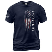 Two Fiddy Patriotic T-Shirt Distressed Vertical Flag Graphic Casual Apparel for Everyone - Rust Field Wear
