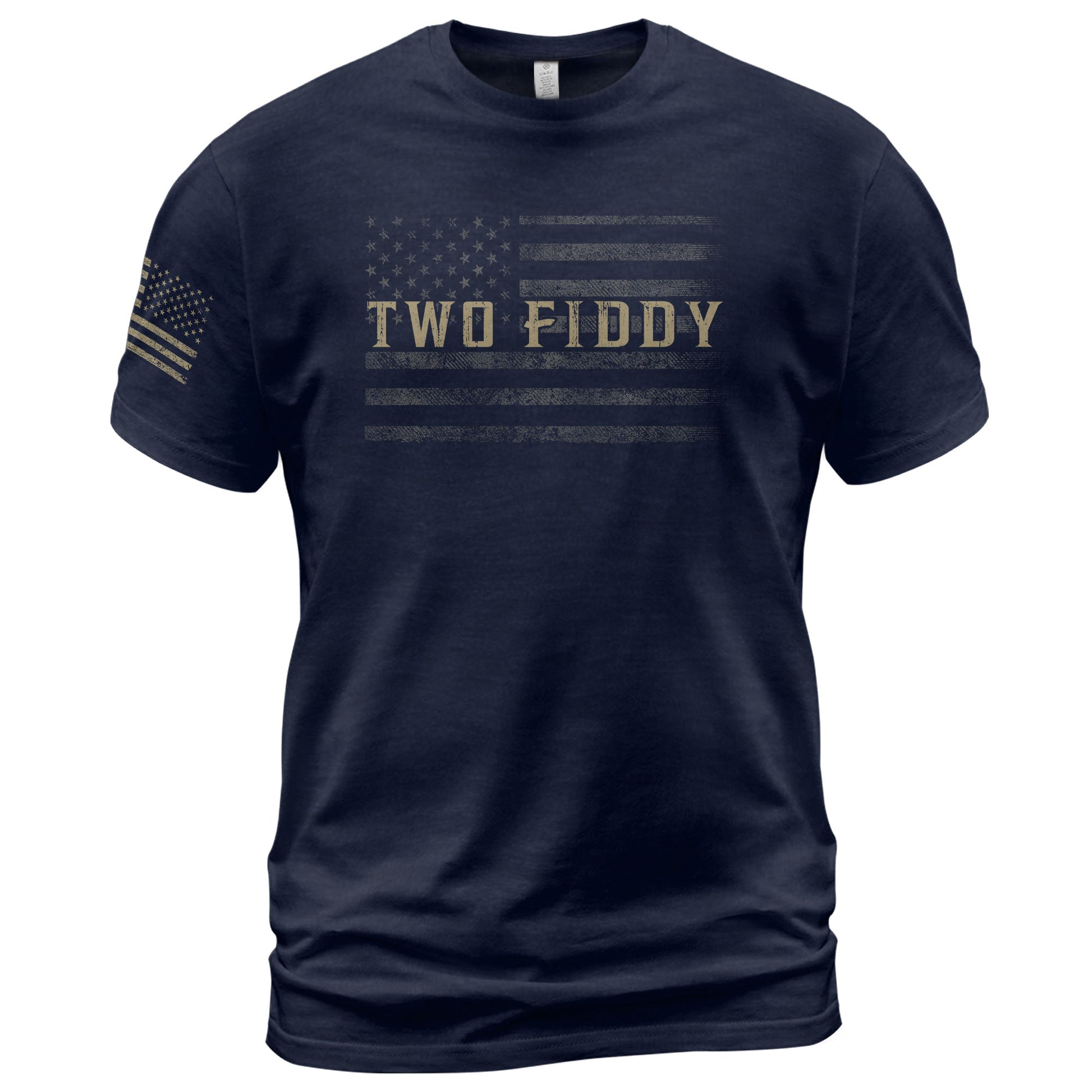 Two Fiddy Graphic T-Shirt Vintage Style Flag Design Casual Apparel Short Sleeve Tee - Rust Field Wear