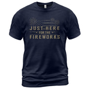 Just Here for The Fireworks Shirt Patriotic 4th of July USA American Flag Tee Men - Rust Field Wear
