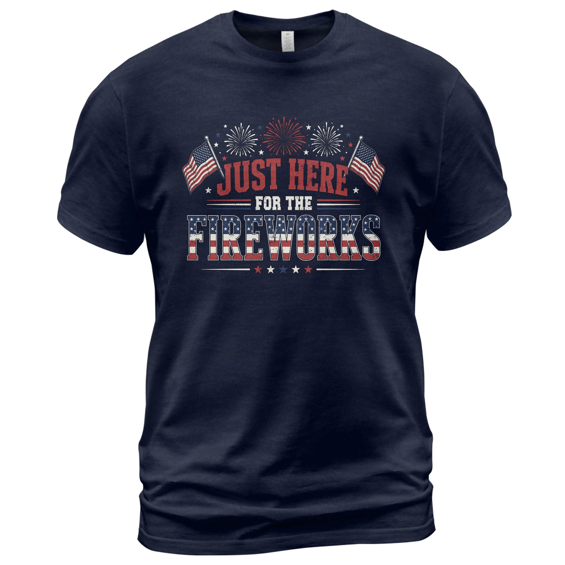 Just Here for The Fireworks Shirt 4th of July Patriotic American Flag Tee Men Women - Rust Field Wear