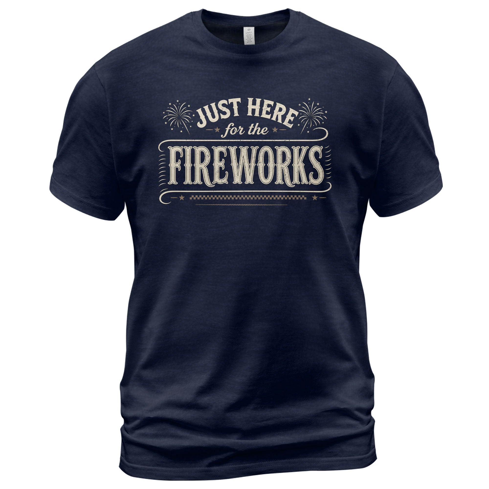 Just Here for The Fireworks Shirt Funny 4th of July Vintage Patriotic Typography Tee - Rust Field Wear