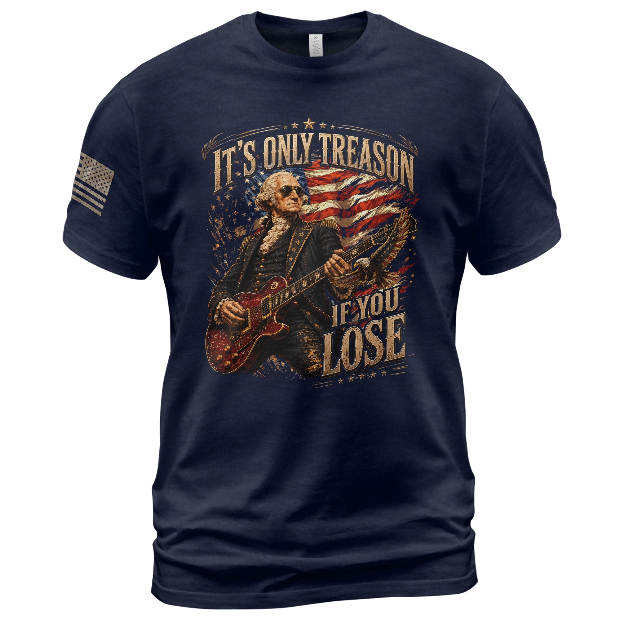 It’s Only Treason If You Lose T-Shirt - Patriotic George Washington Guitar Graphic Tee - Rust Field Wear