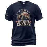 1776 National Champs Graphic Tee - Patriotic Founding Fathers American Flag Shirt - Rust Field Wear
