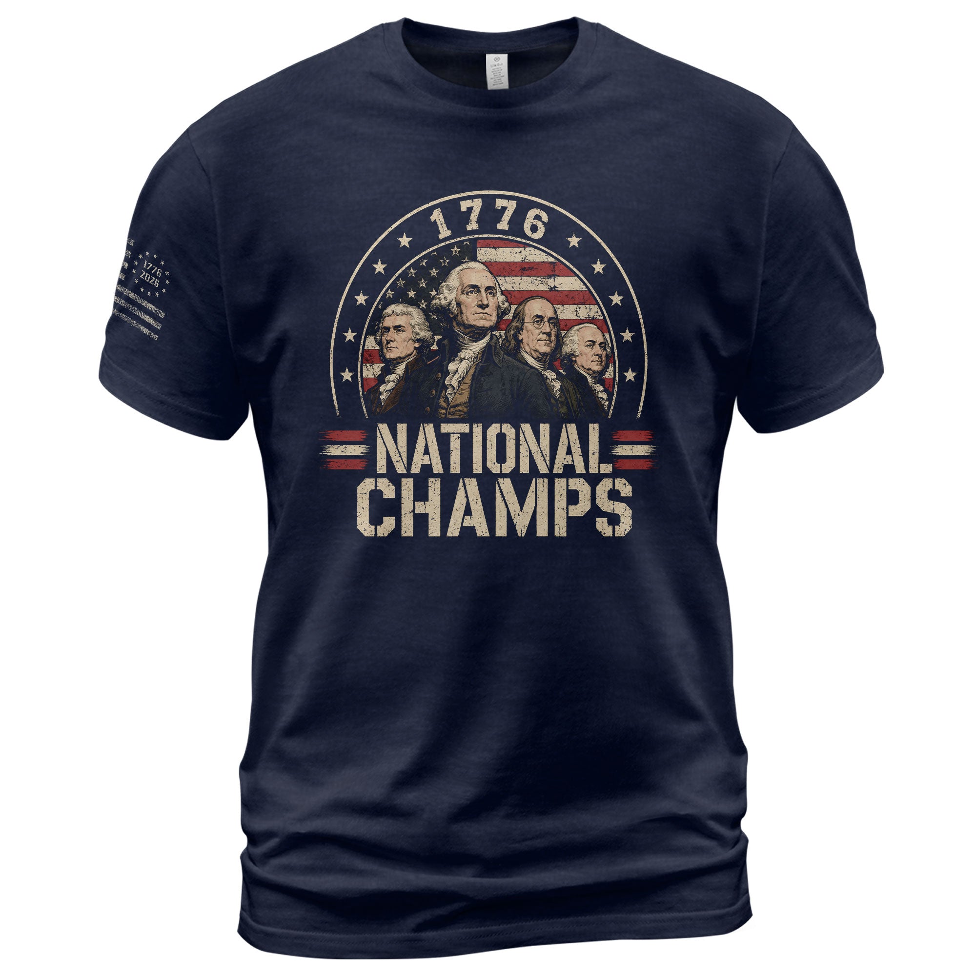 1776 National Champs Graphic Tee - Patriotic Founding Fathers American Flag Shirt - Rust Field Wear