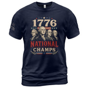 Founding Fathers Graphic Apparel - 1776 National Champs Patriotic Navy T-Shirt - Rust Field Wear
