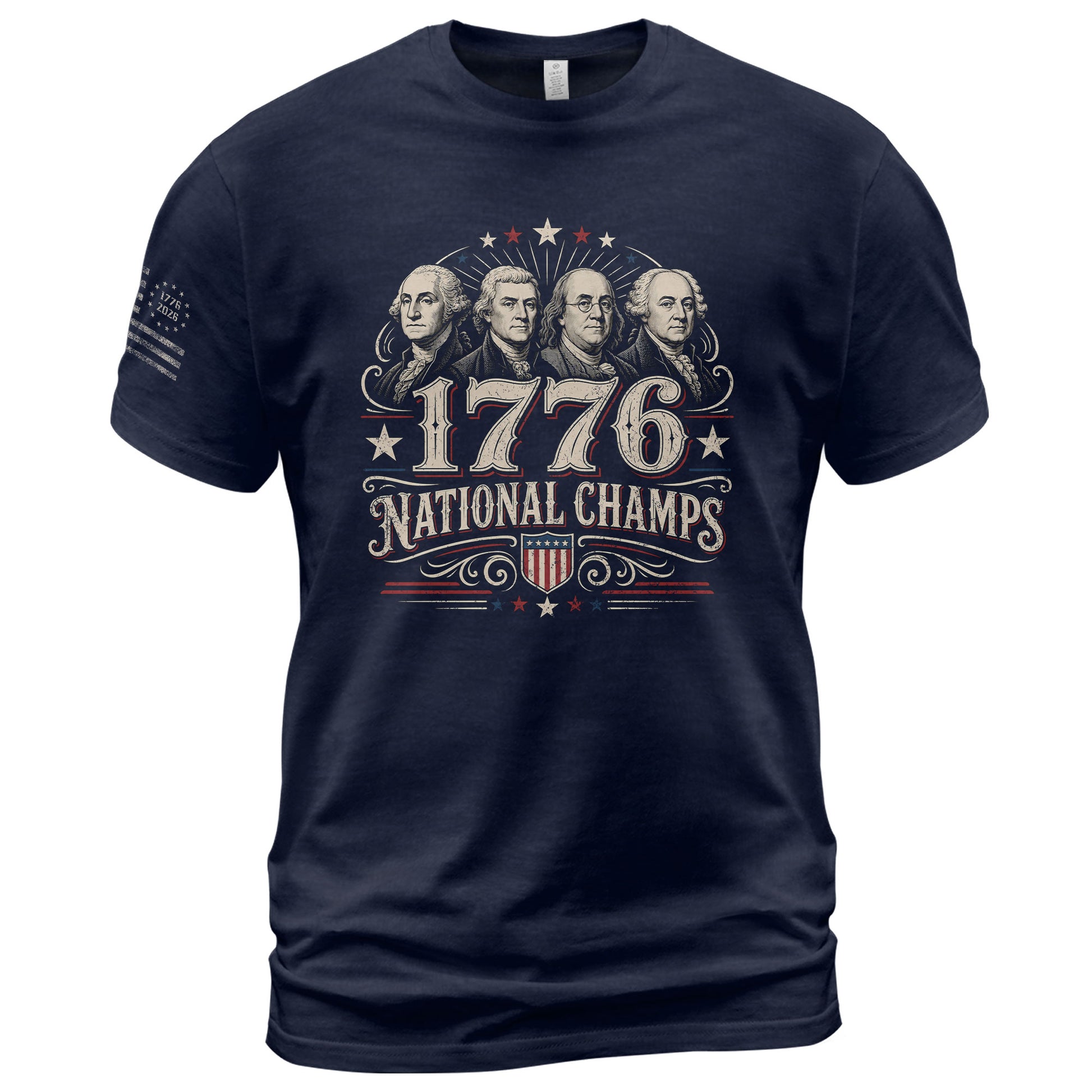 American History Graphic T-Shirt - 1776 National Champs Founding Fathers Design - Rust Field Wear