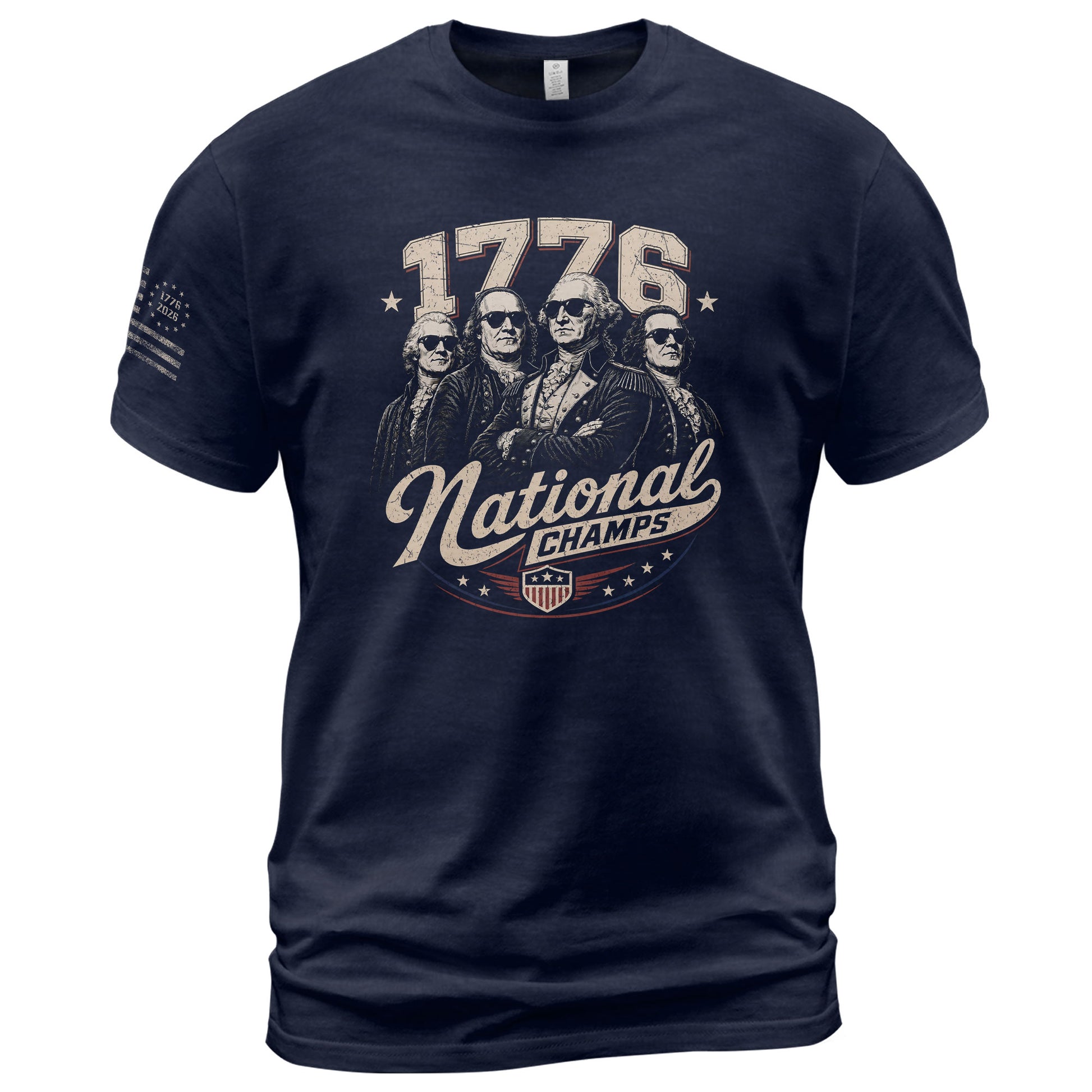 1776 National Champs Patriotic Top - Vintage Style Founding Fathers Graphic Shirt - Rust Field Wear
