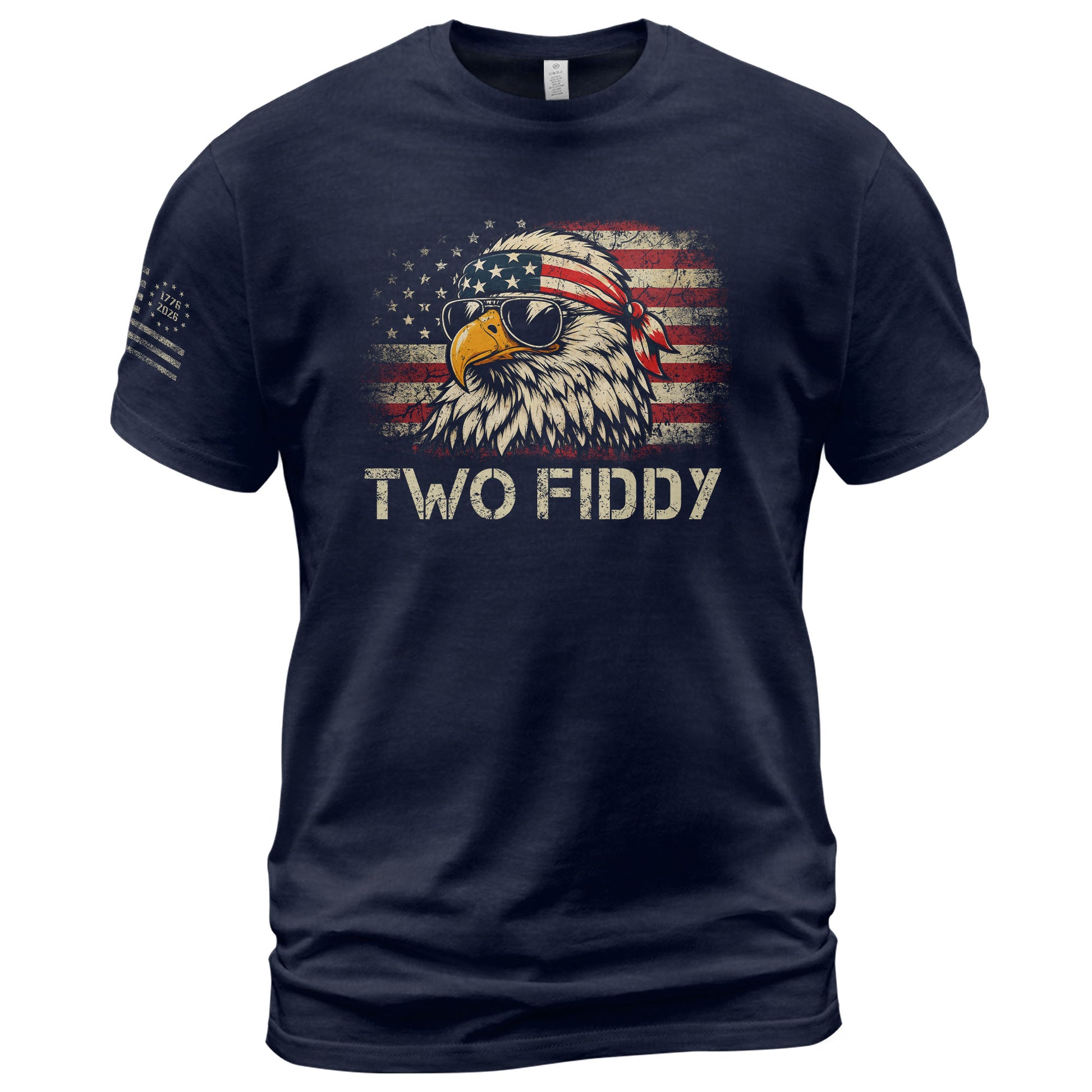 Two Fiddy Eagle Graphic T-Shirt - Vintage American Heritage Patriotic Celebration Tee - Rust Field Wear