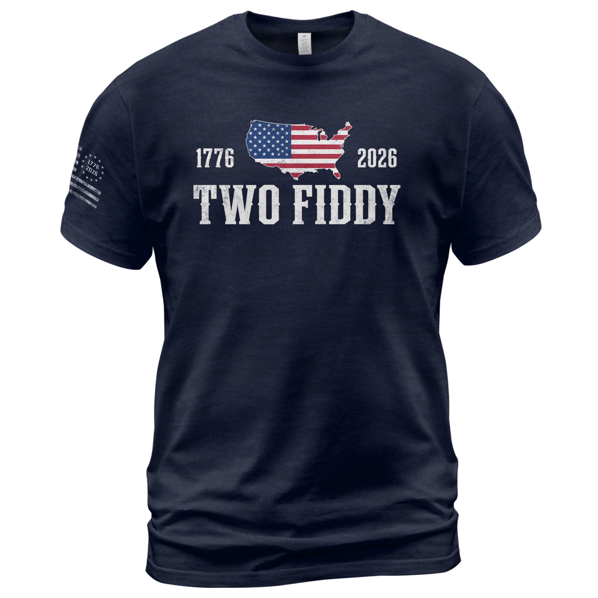 Patriotic Two Fiddy 1776-2026 Map Design - Classic American Anniversary Graphic Tee - Rust Field Wear