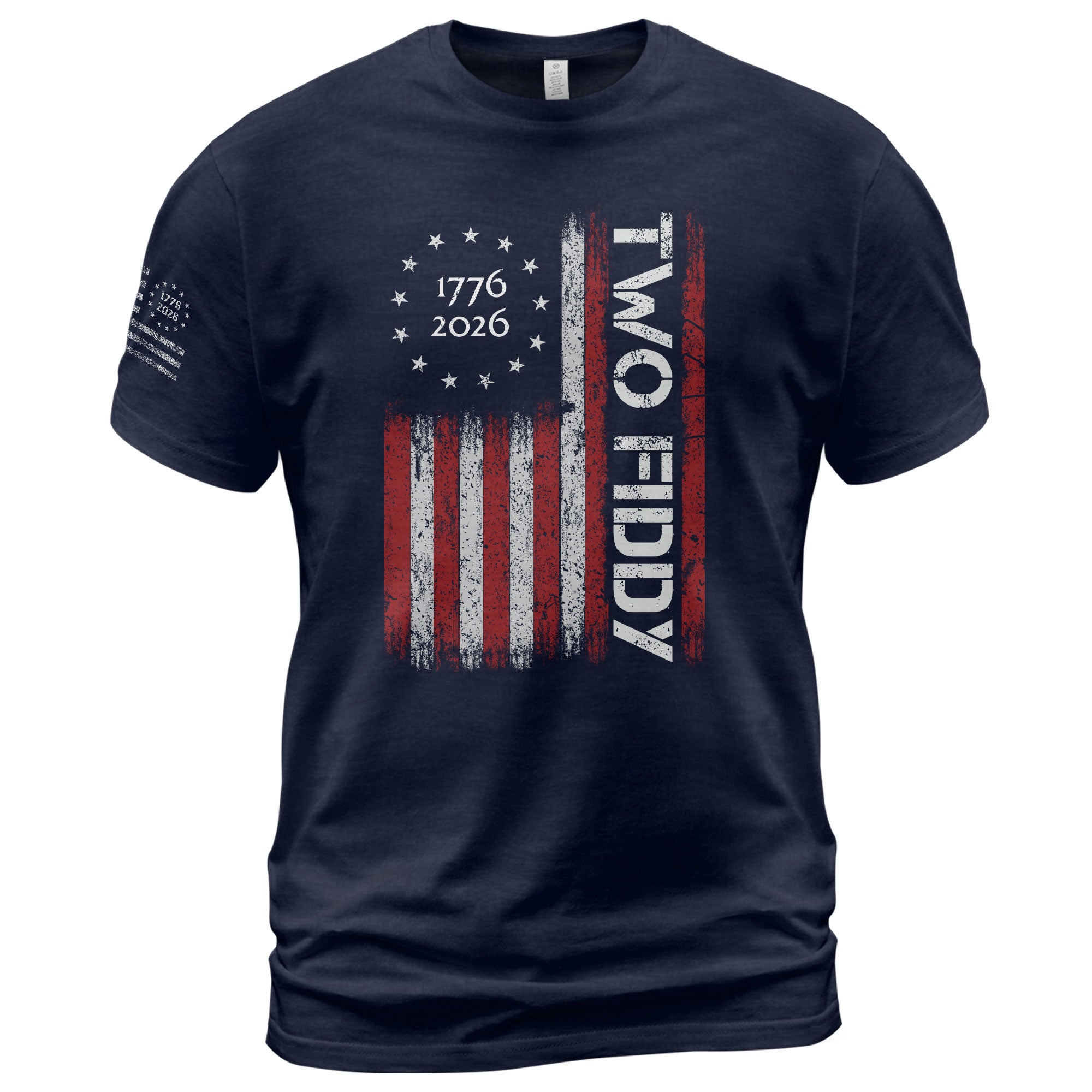 Vintage American Two Fiddy 1776-2026 Flag Graphic Apparel - Patriotic Anniversary Top - Rust Field Wear