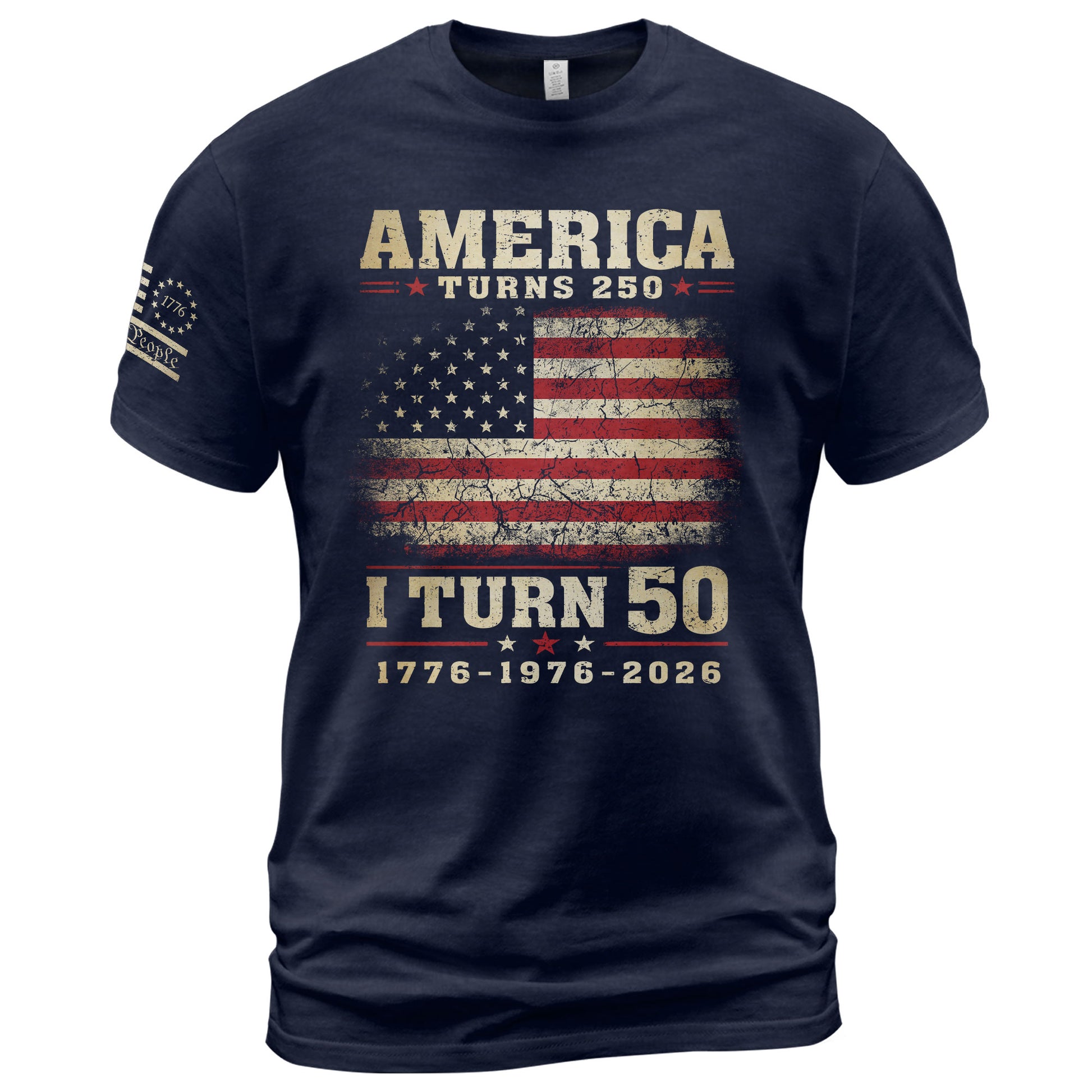 Patriotic 1776 2026 Birthday Tee Celebrating America Turns 250 And I Turn 50 Graphic Shirt - Rust Field Wear
