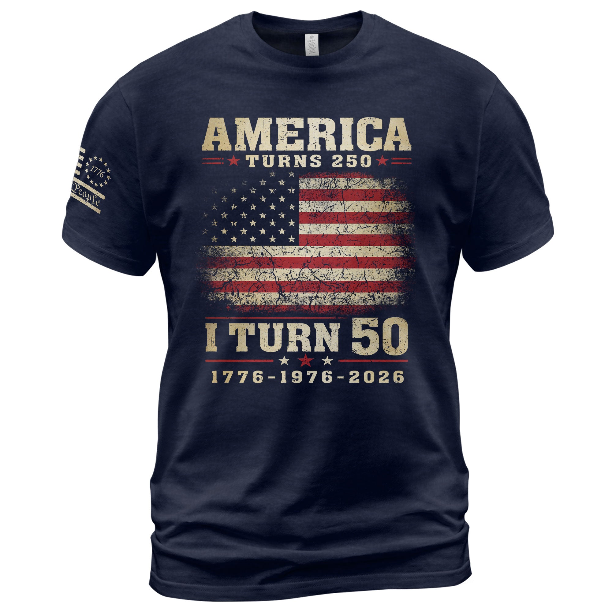 Patriotic 1776 2026 Birthday Tee Celebrating America Turns 250 And I Turn 50 Graphic Shirt - Rust Field Wear