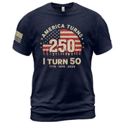 Awesome 1776 2026 Birthday Shirt America Turns 250 And I Turn 50 Patriotic Graphic Tee - Rust Field Wear