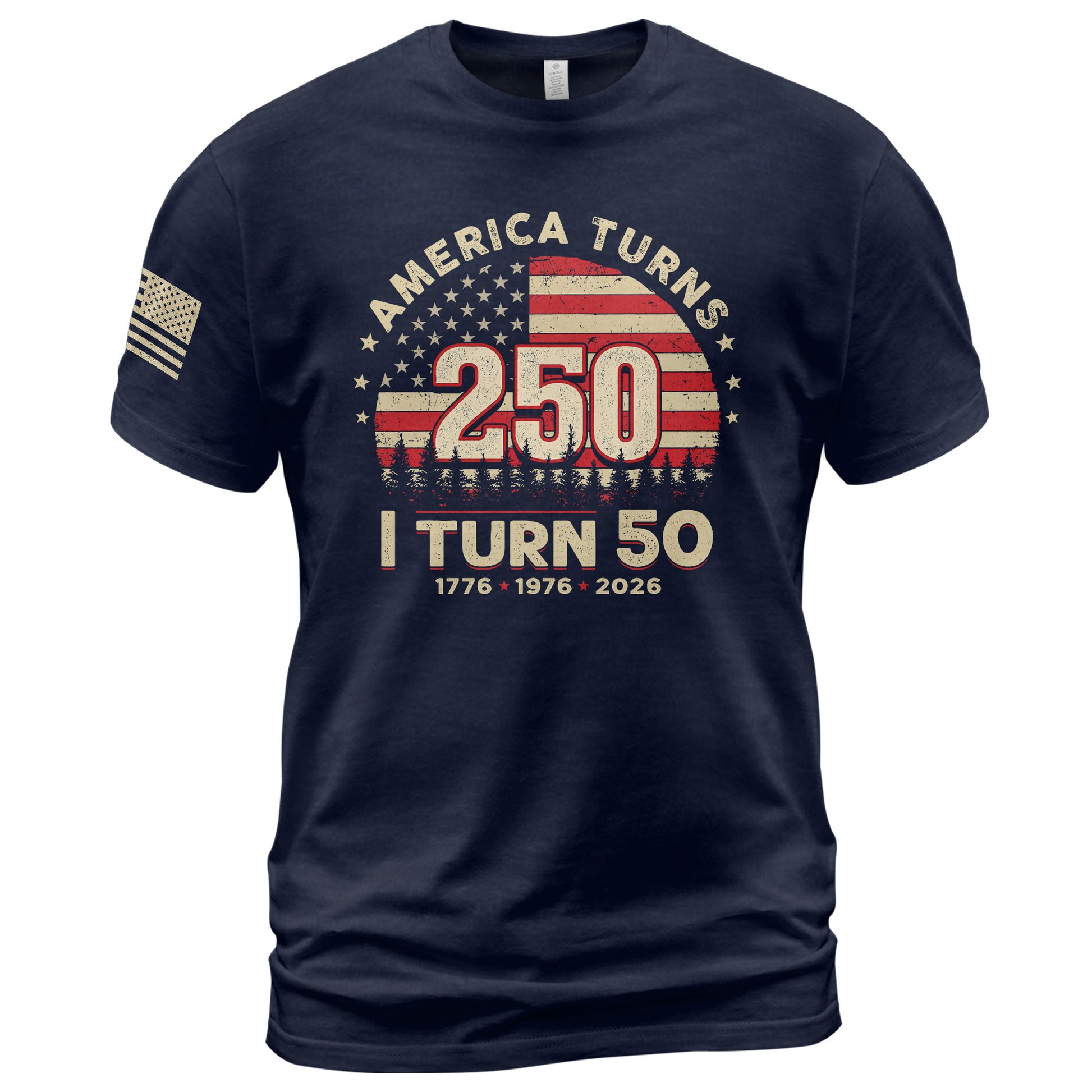 Awesome 1776 2026 Birthday Shirt America Turns 250 And I Turn 50 Patriotic Graphic Tee - Rust Field Wear