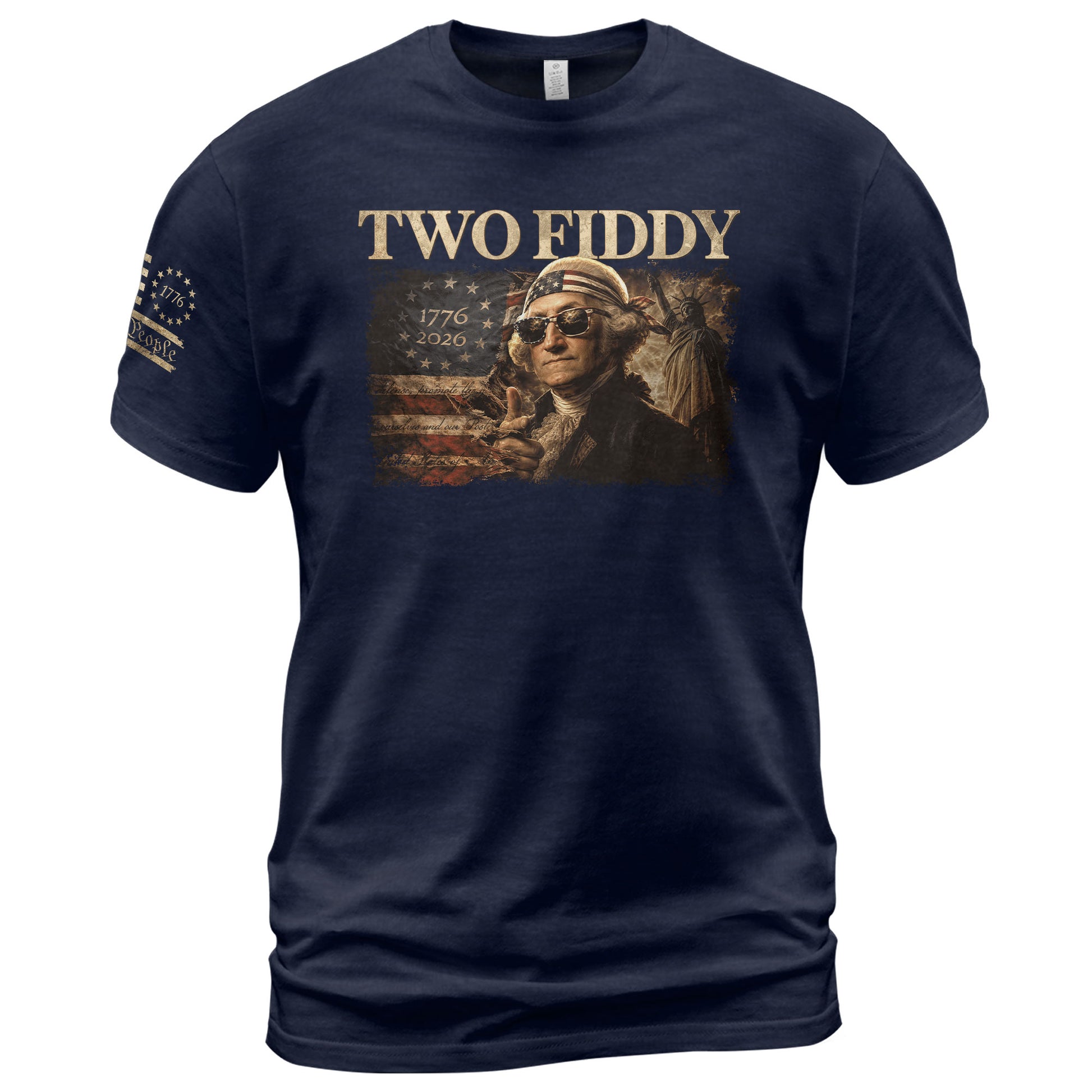Two Fiddy George Washington 1776 2026 Patriotic Graphic Tee American Heritage Shirt - Rust Field Wear