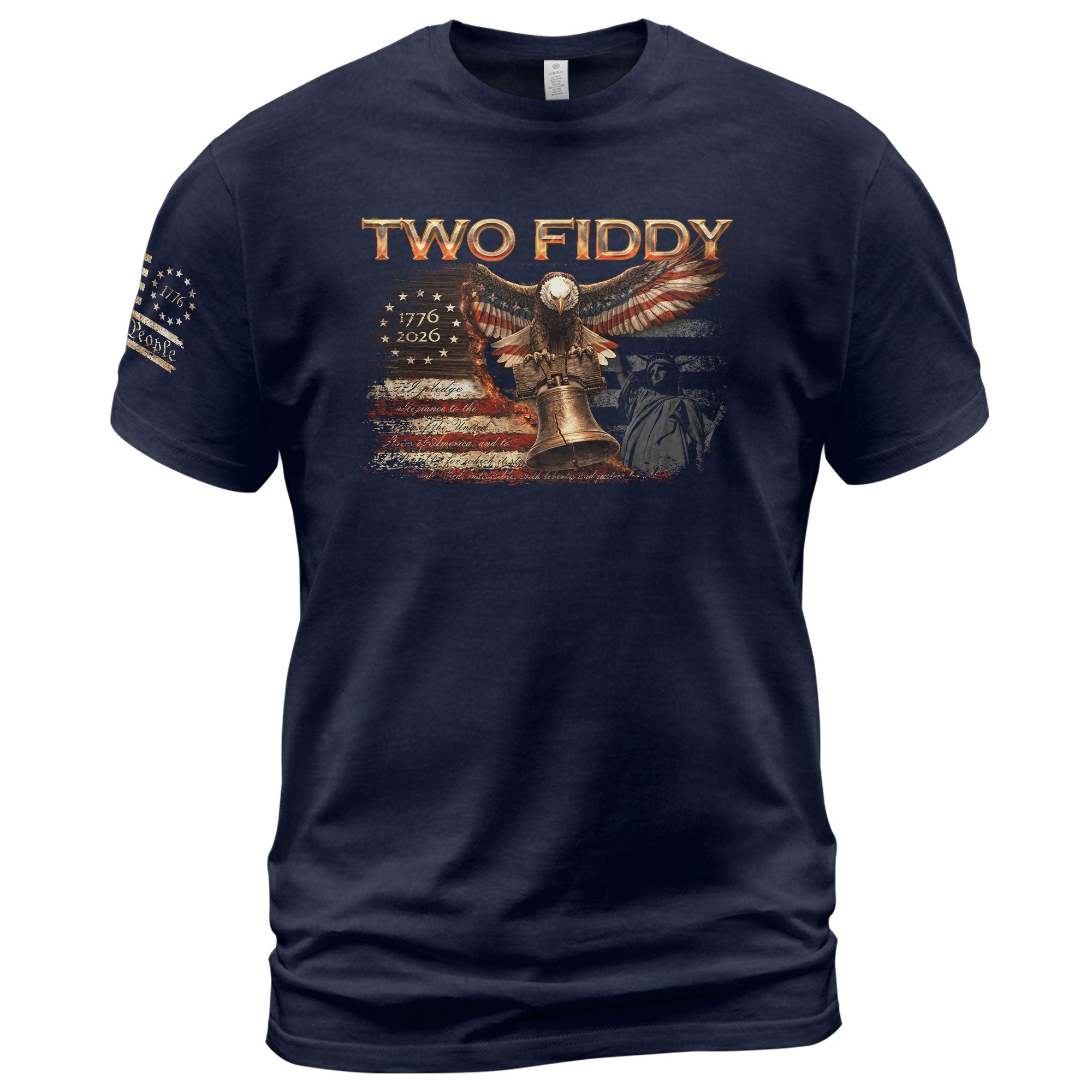 Two Fiddy 1776 2026 Patriotic Graphic Tee Eagle And Liberty Bell Heritage Style Shirt - Rust Field Wear