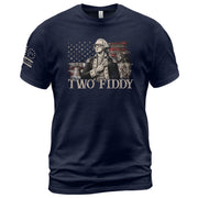Two Fiddy George Washington Patriotic Graphic Tee American Heritage Style Apparel Shirt - Rust Field Wear