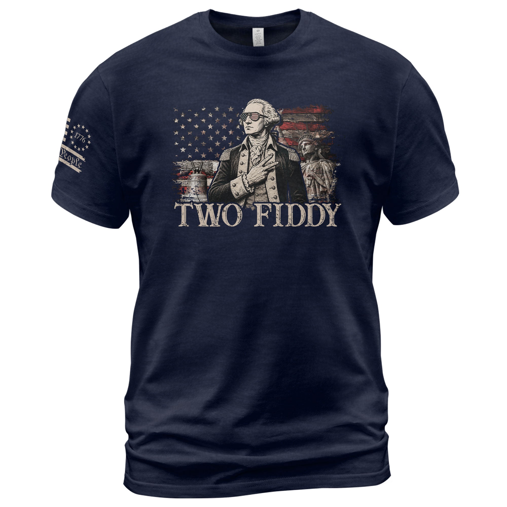 Two Fiddy George Washington Patriotic Graphic Tee American Heritage Style Apparel Shirt - Rust Field Wear