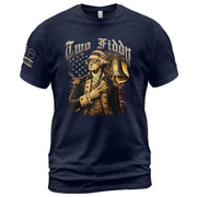 Two Fiddy George Washington Patriotic Graphic Tee Liberty Bell Heritage Style Shirt - Rust Field Wear