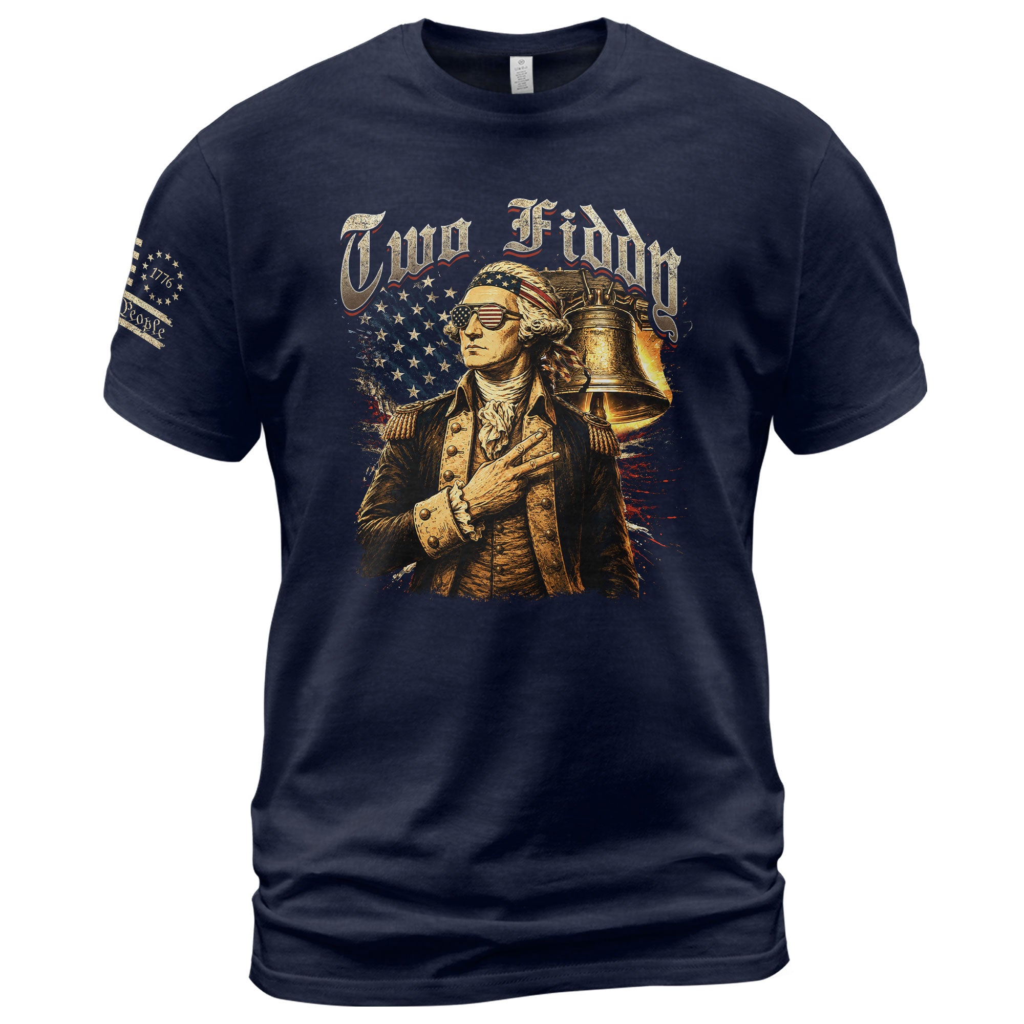 Two Fiddy George Washington Patriotic Graphic Tee Liberty Bell Heritage Style Shirt - Rust Field Wear