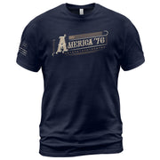 America '76 Graphic T Shirt Vintage Patriotic American Pride Style Casual Mens Top - Rust Field Wear