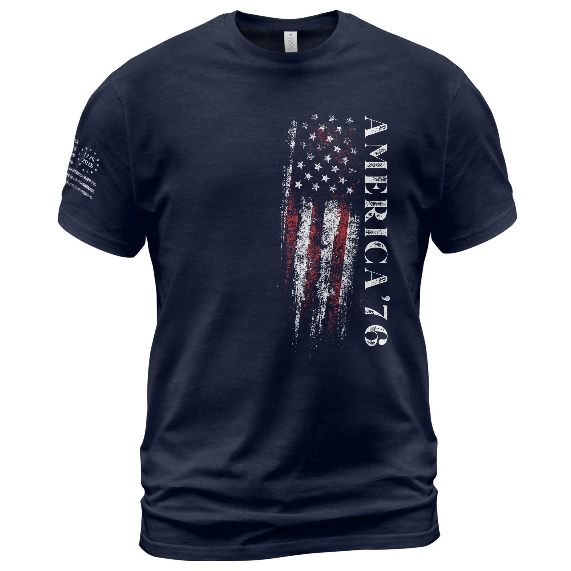 America '76 Graphic T Shirt Patriotic Vertical Flag Design Casual Mens Statement Shirt - Rust Field Wear