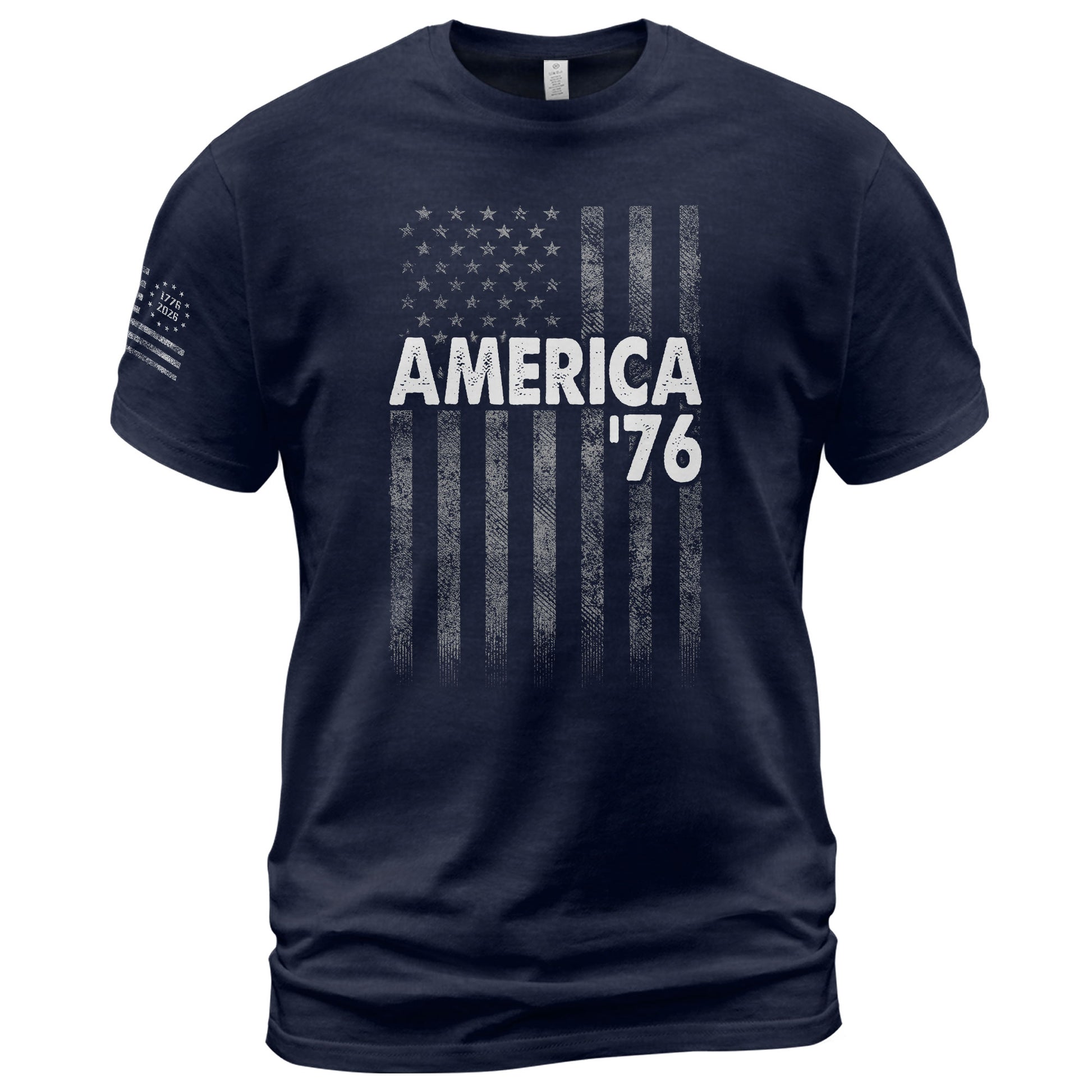 America '76 Graphic T Shirt Distressed Flag Design Patriotic Casual Mens Apparel Shirt - Rust Field Wear