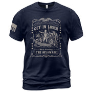 Get In Loser We're Crossing The Delaware T-Shirt George Washington Ornate Filigree Tee - Rust Field Wear
