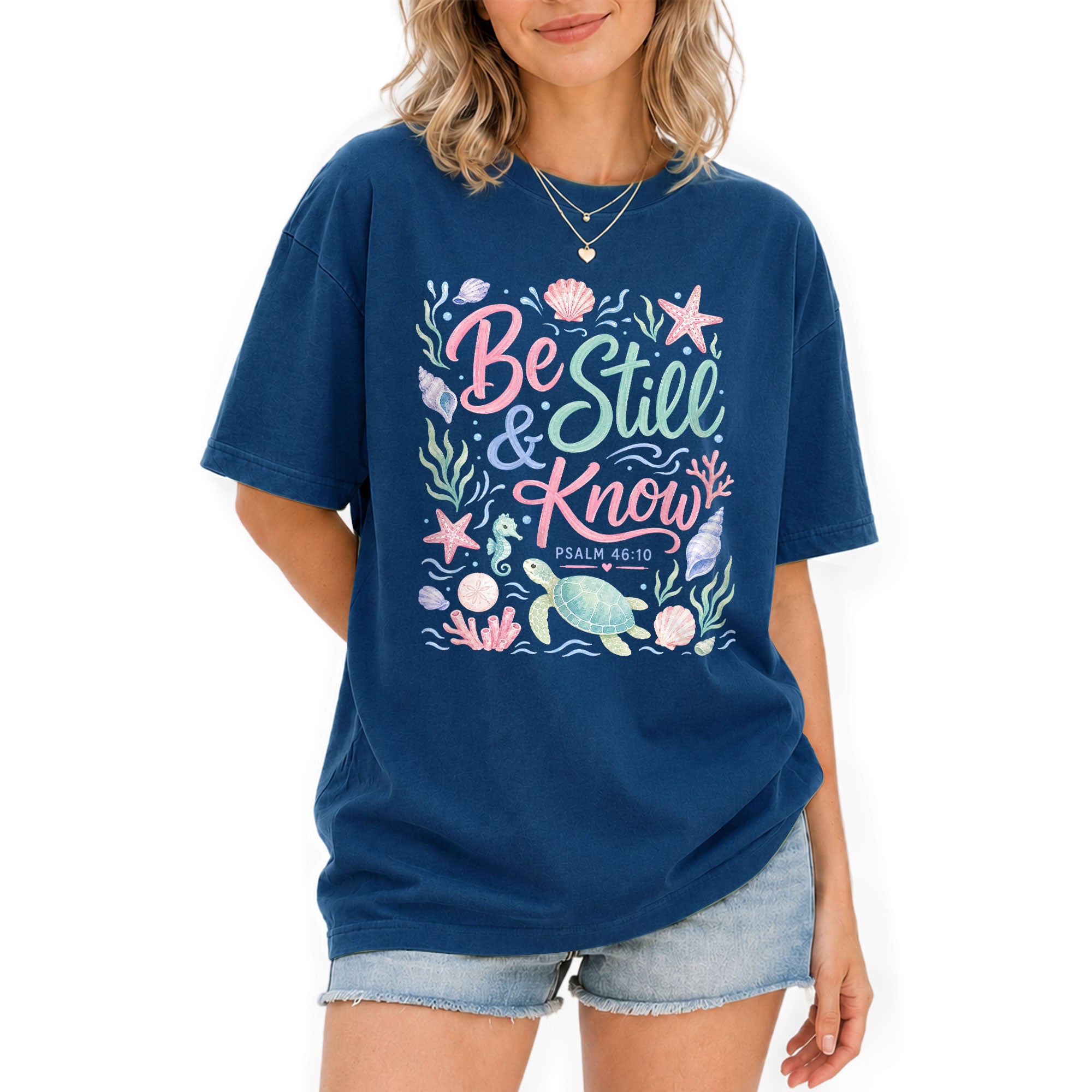 Be Still And Know Shirt Sea Turtle Ocean Beach Christian Psalm 46 10 Faith Graphic Tee - Rust Field Wear