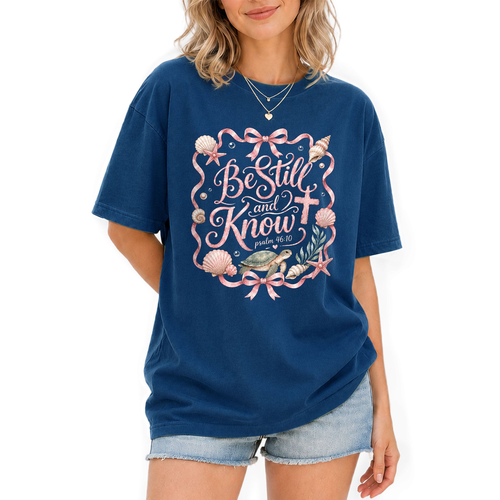 Be Still And Know Shirt Sea Turtle Beach Christian Psalm 46 10 Faith Women Graphic Tee - Rust Field Wear