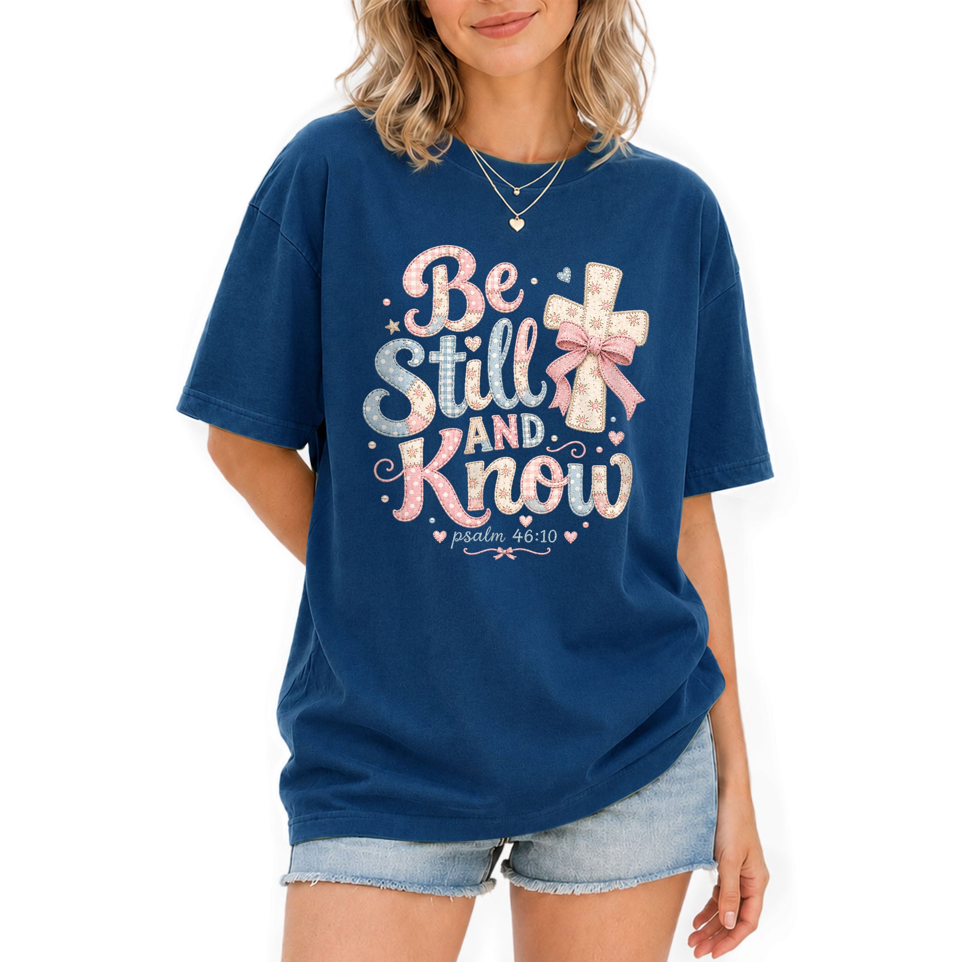 Be Still And Know Shirt Patchwork Cross Bow Christian Psalm 46 10 Faith Graphic Tee - Rust Field Wear