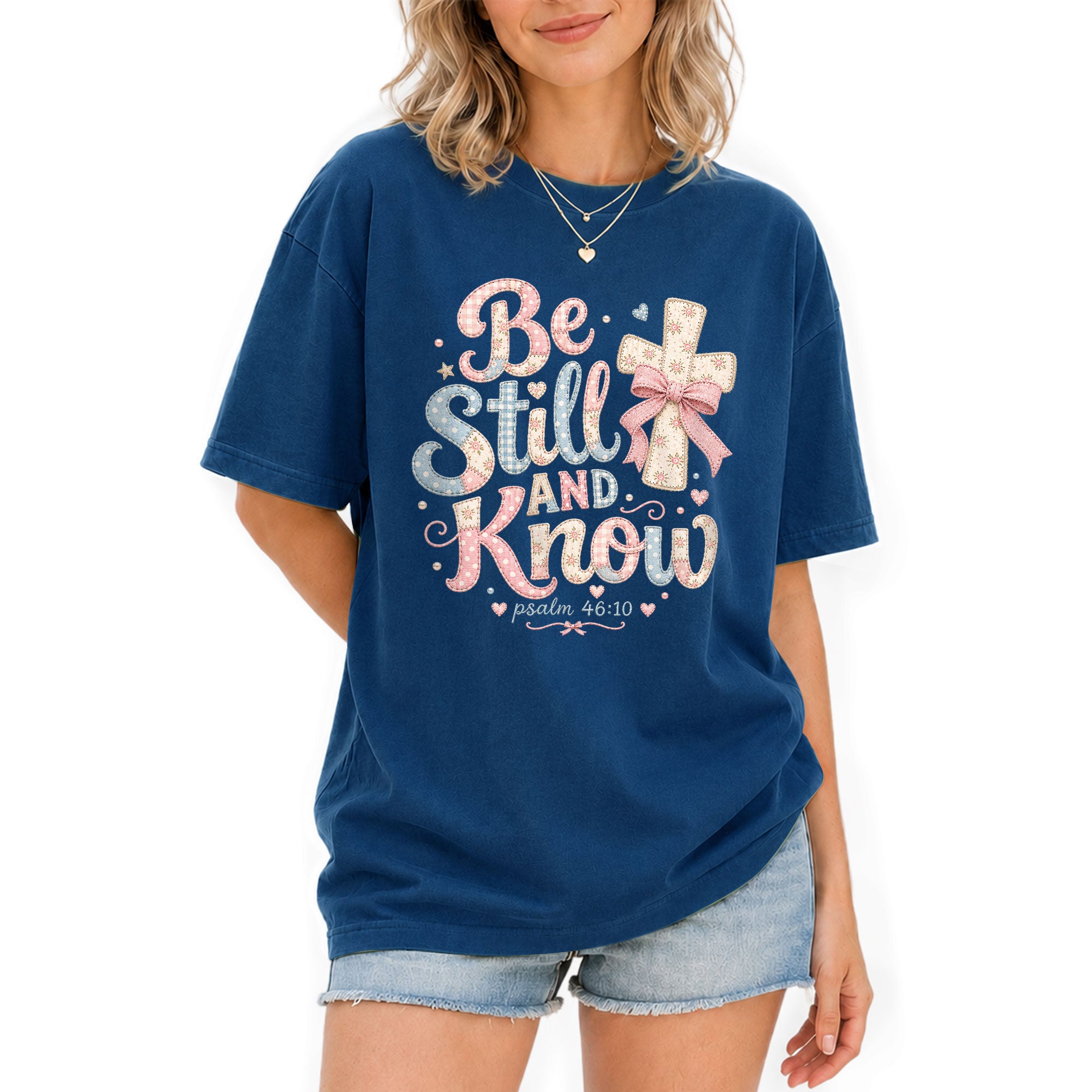 Be Still And Know Shirt Patchwork Cross Bow Christian Psalm 46 10 Faith Graphic Tee - Rust Field Wear