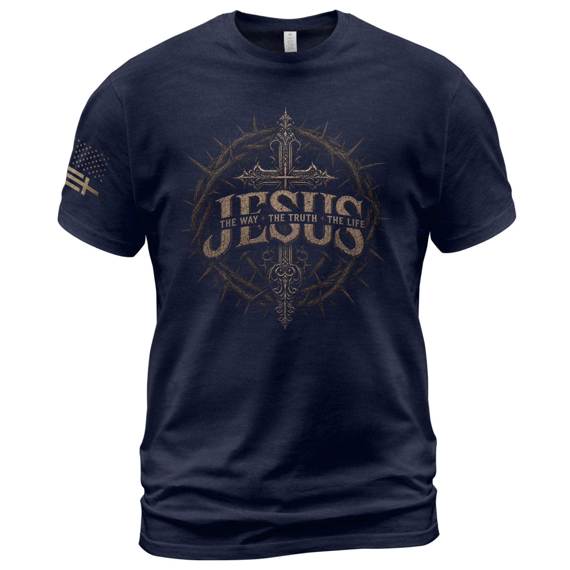 Jesus Christian T-Shirt Vintage Cross Crown of Thorns Religious Faith Graphic Tee