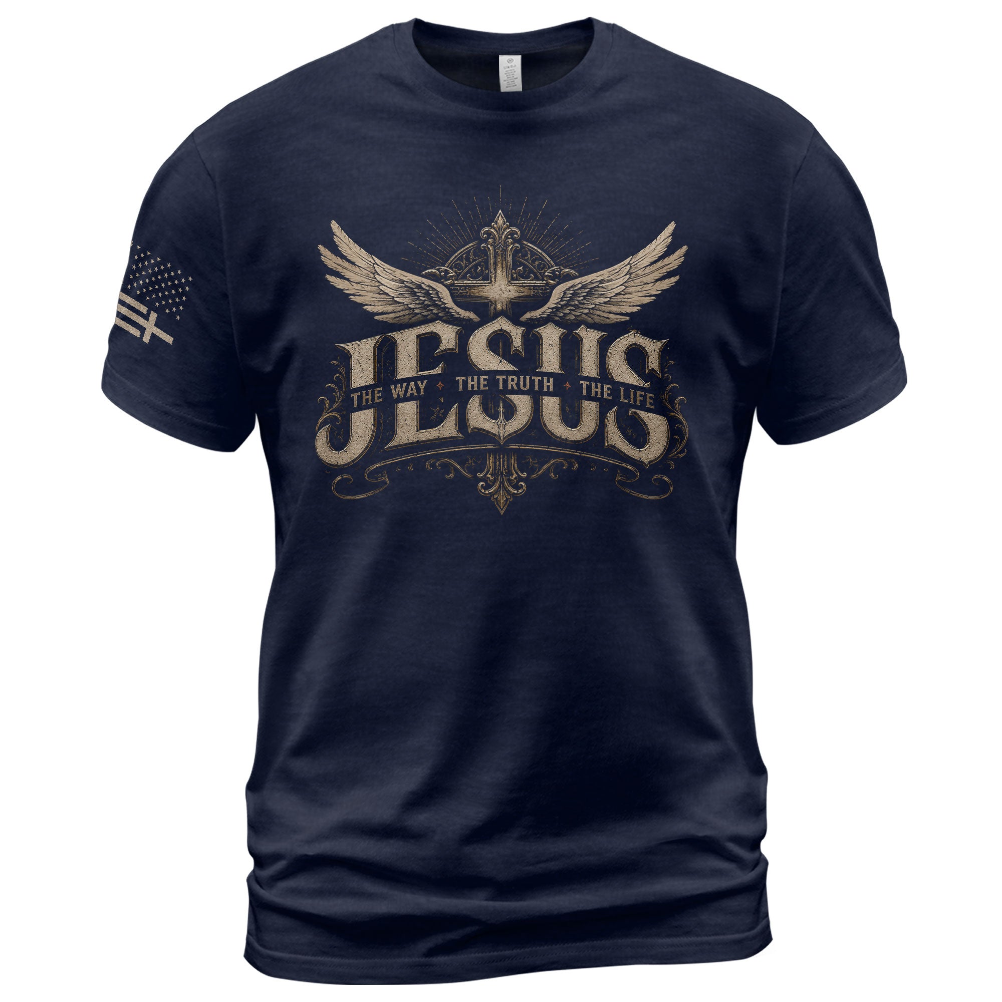 Jesus The Way The Truth The Life Shirt Christian Cross Wings Faith Graphic Tee - Rust Field Wear