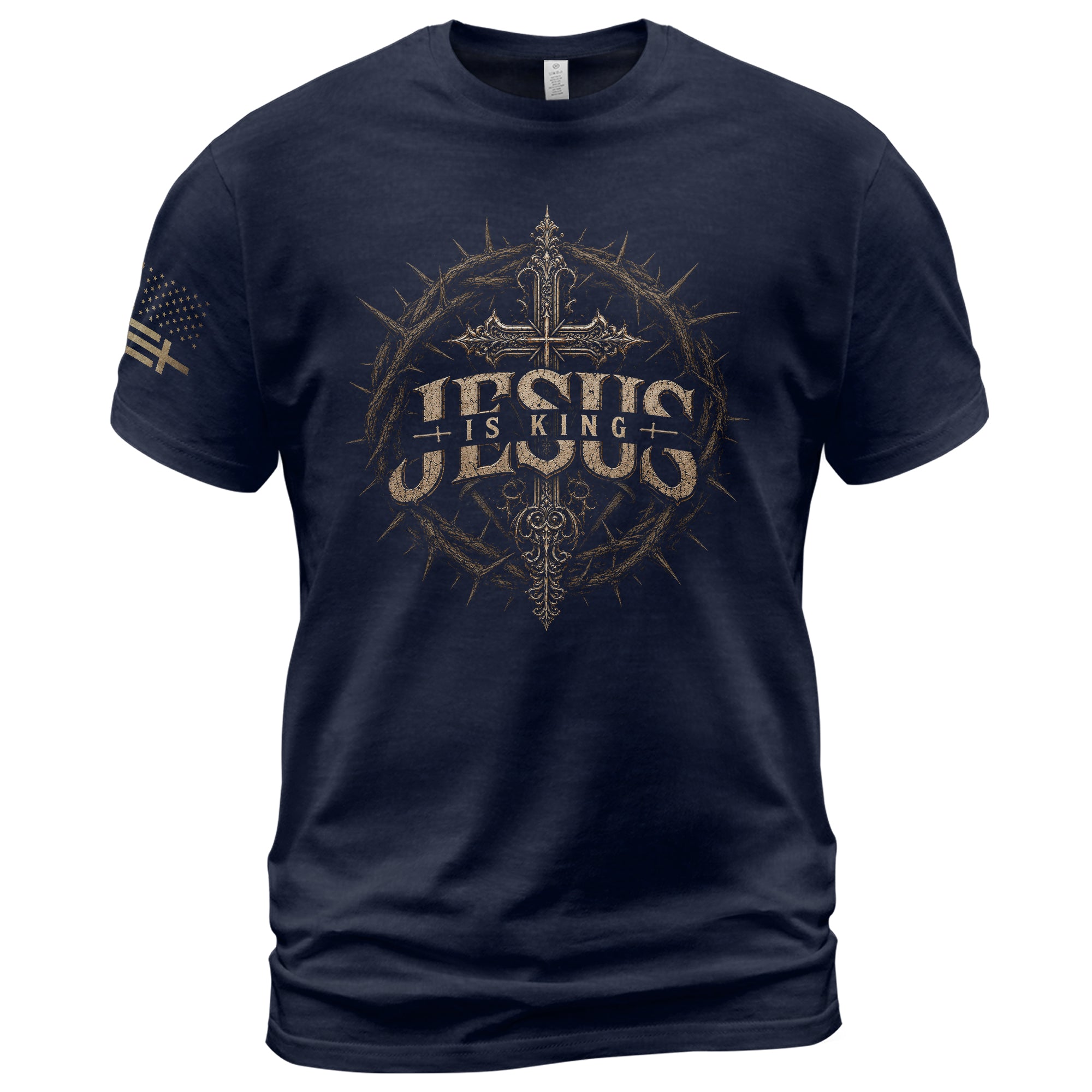 Christian Jesus Is King T Shirt Cross Design Vintage Religious Faith Graphic Tee
