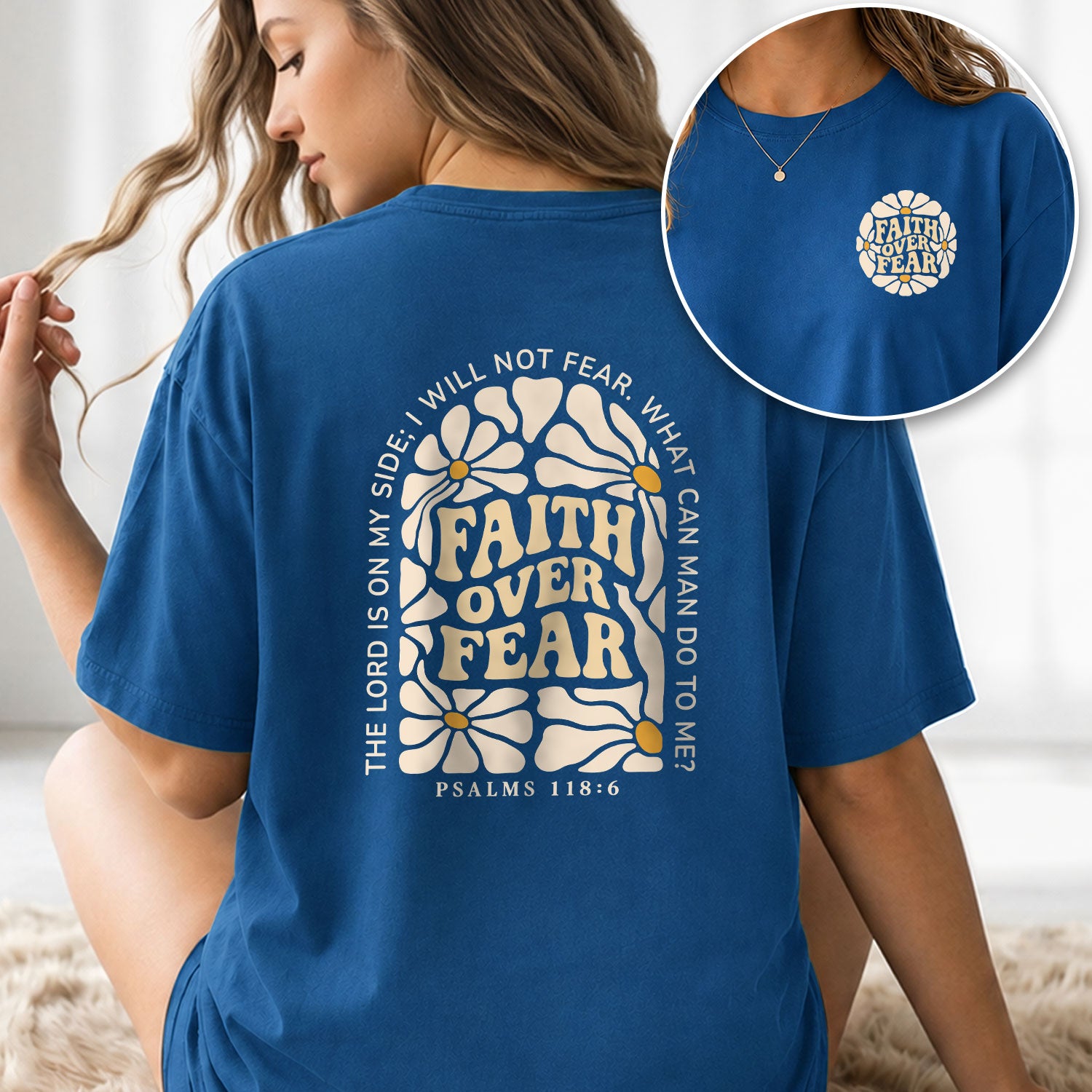 Faith Over Fear Christian Women Shirt Floral Bible Verse Graphic Religious Faith Tee - Rust Field Wear