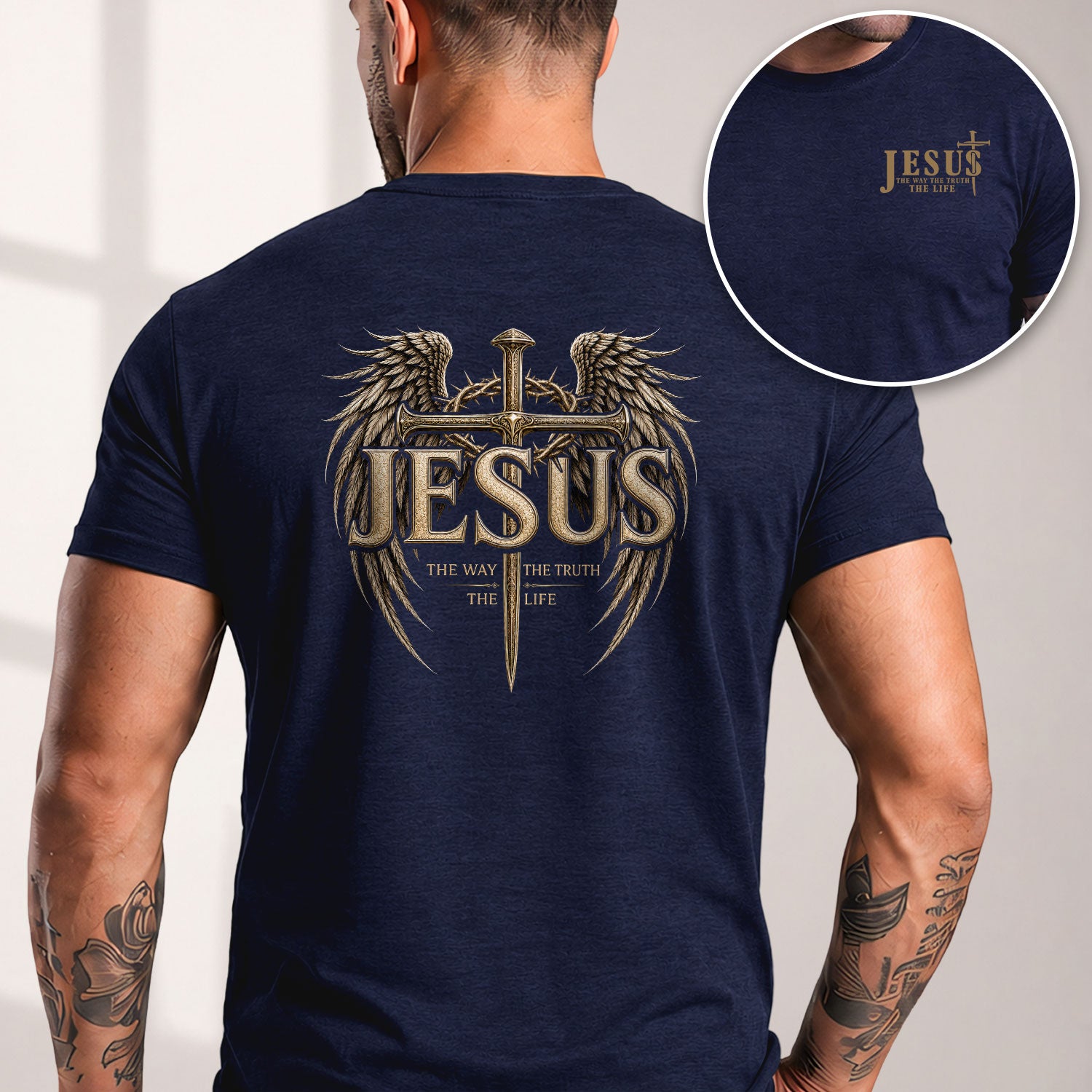 Jesus The Way The Truth The Life Shirt Christian Cross Faith Wings Graphic T-Shirt - Rust Field Wear