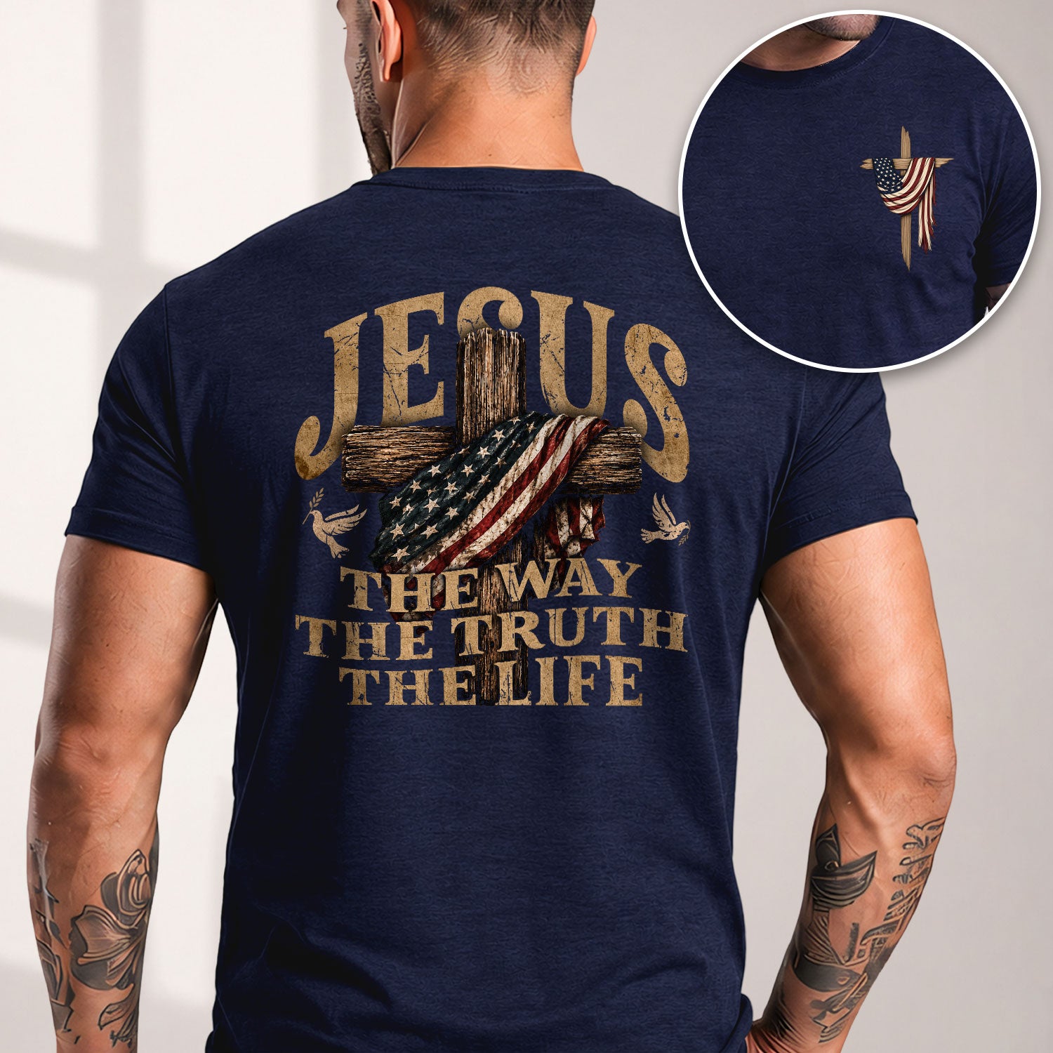 Jesus The Way The Truth The Life T-Shirt Patriotic Christian Cross Faith Graphic Tee - Rust Field Wear