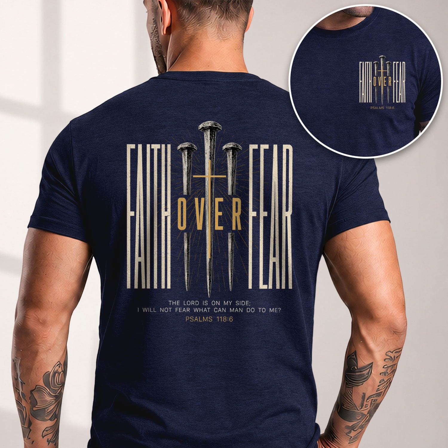 Faith Over Fear T Shirt Christian Cross Nails Psalms 118 6 Religious Tee Apparel - Rust Field Wear