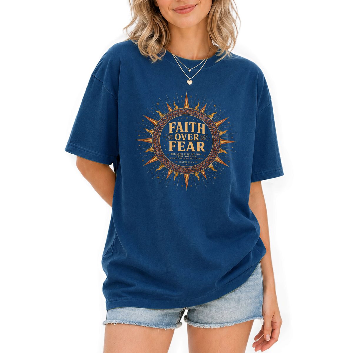 Faith Over Fear T Shirt Christian Women Sun Psalms 118 6 Religious Tee Apparel Top - Rust Field Wear