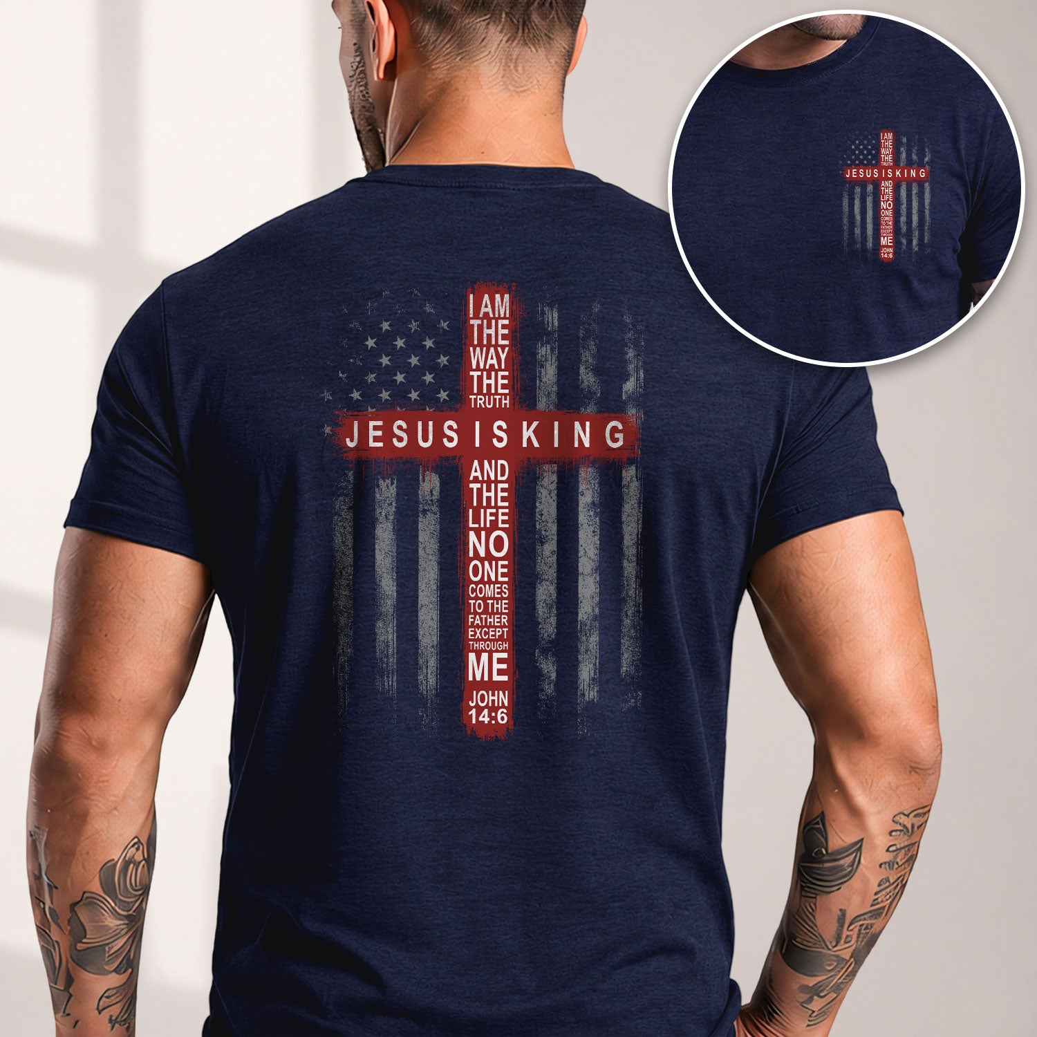 Jesus Is King T Shirt Christian Cross American Flag John 14 6 Religious Faith Tee - Rust Field Wear