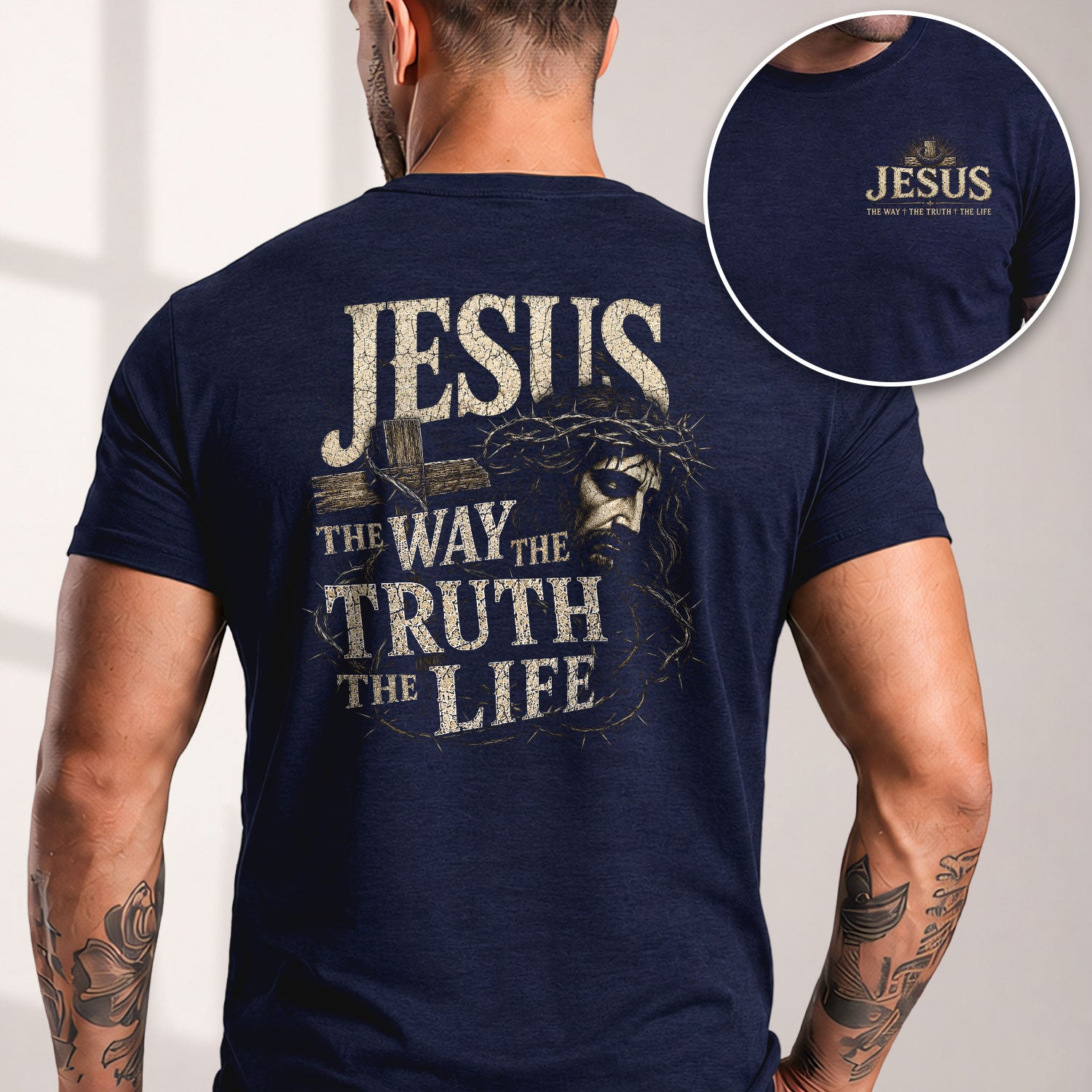 Jesus Side Profile Crown Of Thorns The Way The Truth The Life Christian T Shirt Men - Rust Field Wear