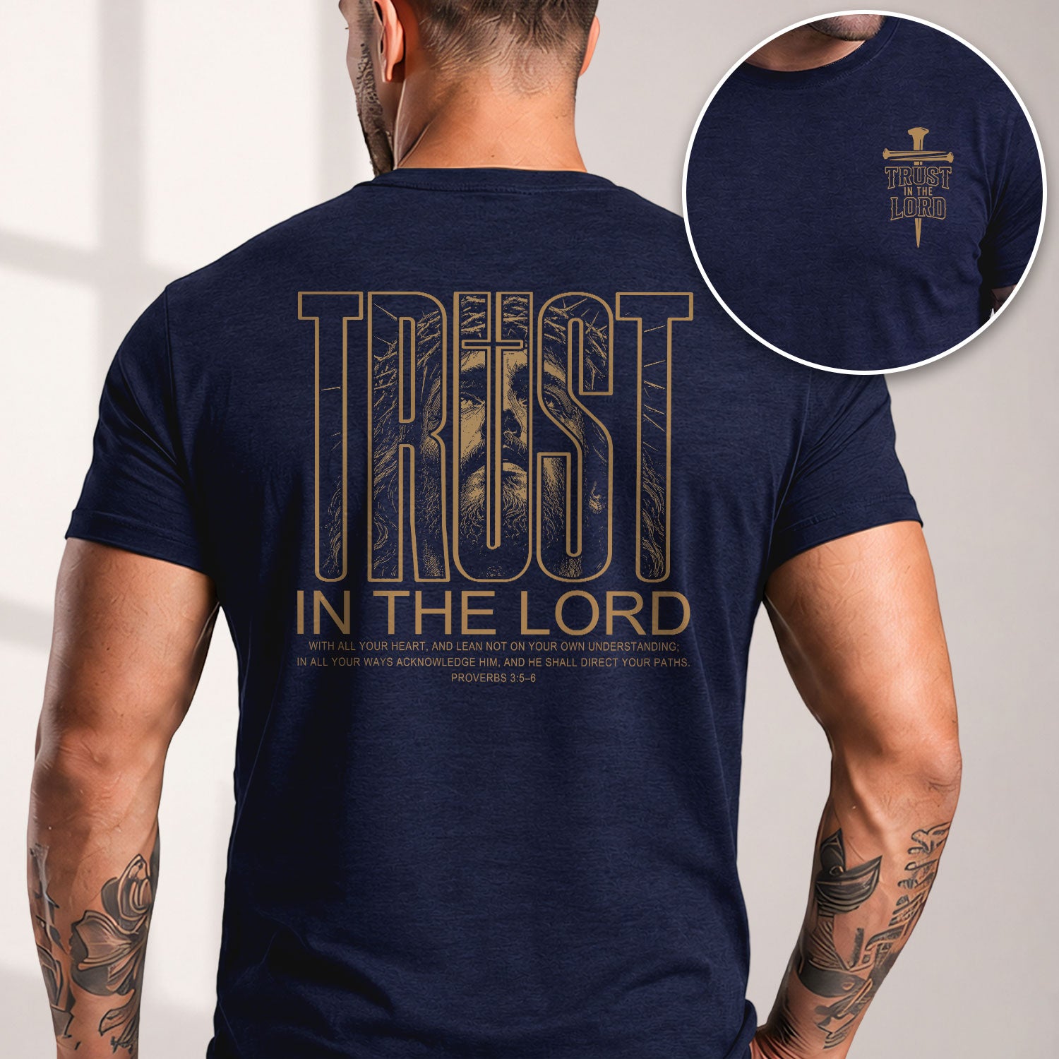 Trust In The Lord Jesus Proverbs 3 5 6 Graphic Christian T Shirt Apparel Men Clothing - Rust Field Wear