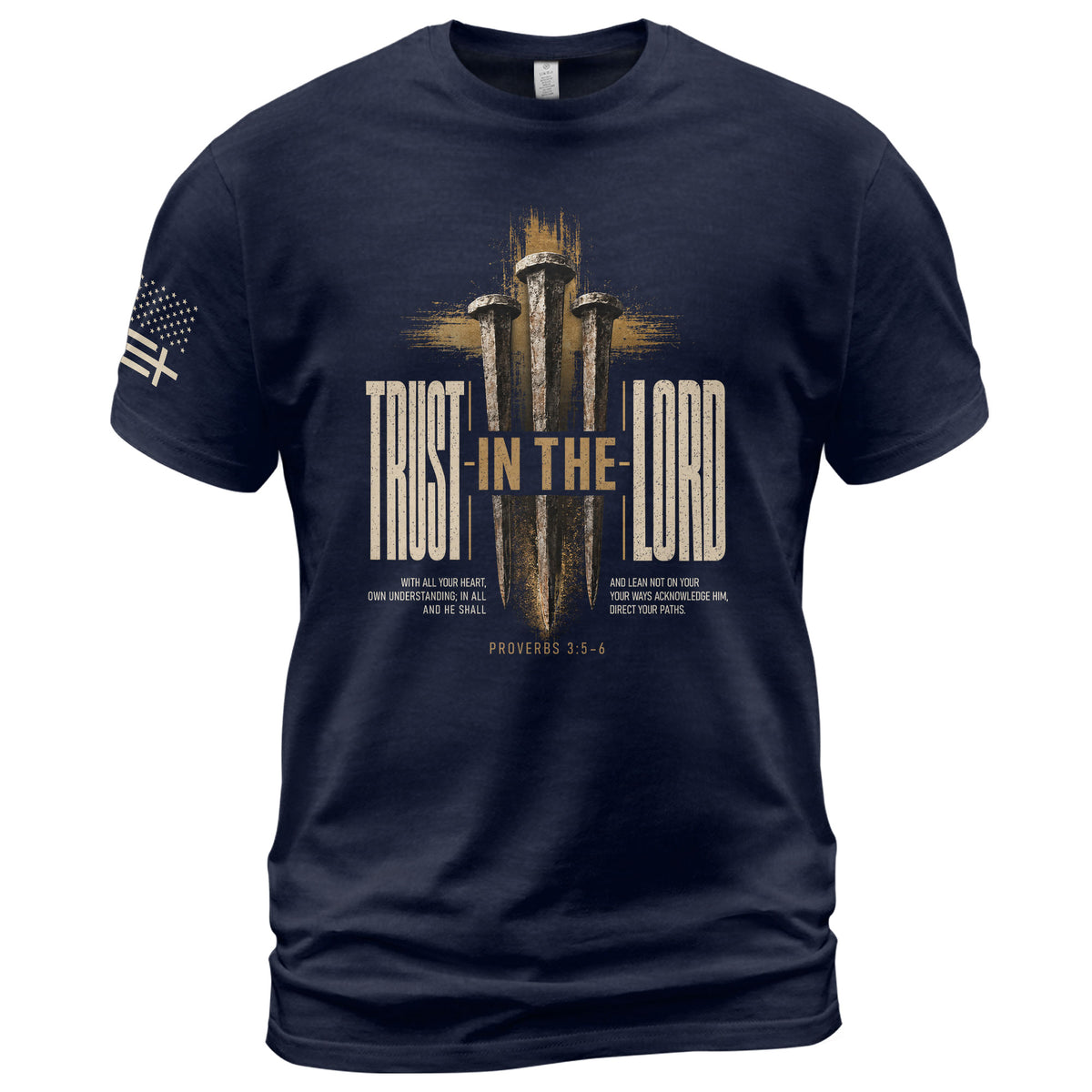 Trust In The Lord T Shirt Christian Proverbs 3 5 6 Bible Verse Faith Cross Tee - Rust Field Wear