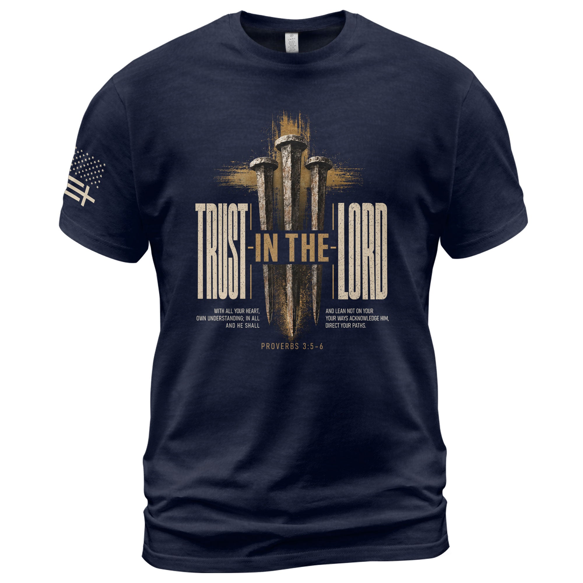 Trust In The Lord T Shirt Christian Proverbs 3 5 6 Bible Verse Faith Cross Tee - Rust Field Wear