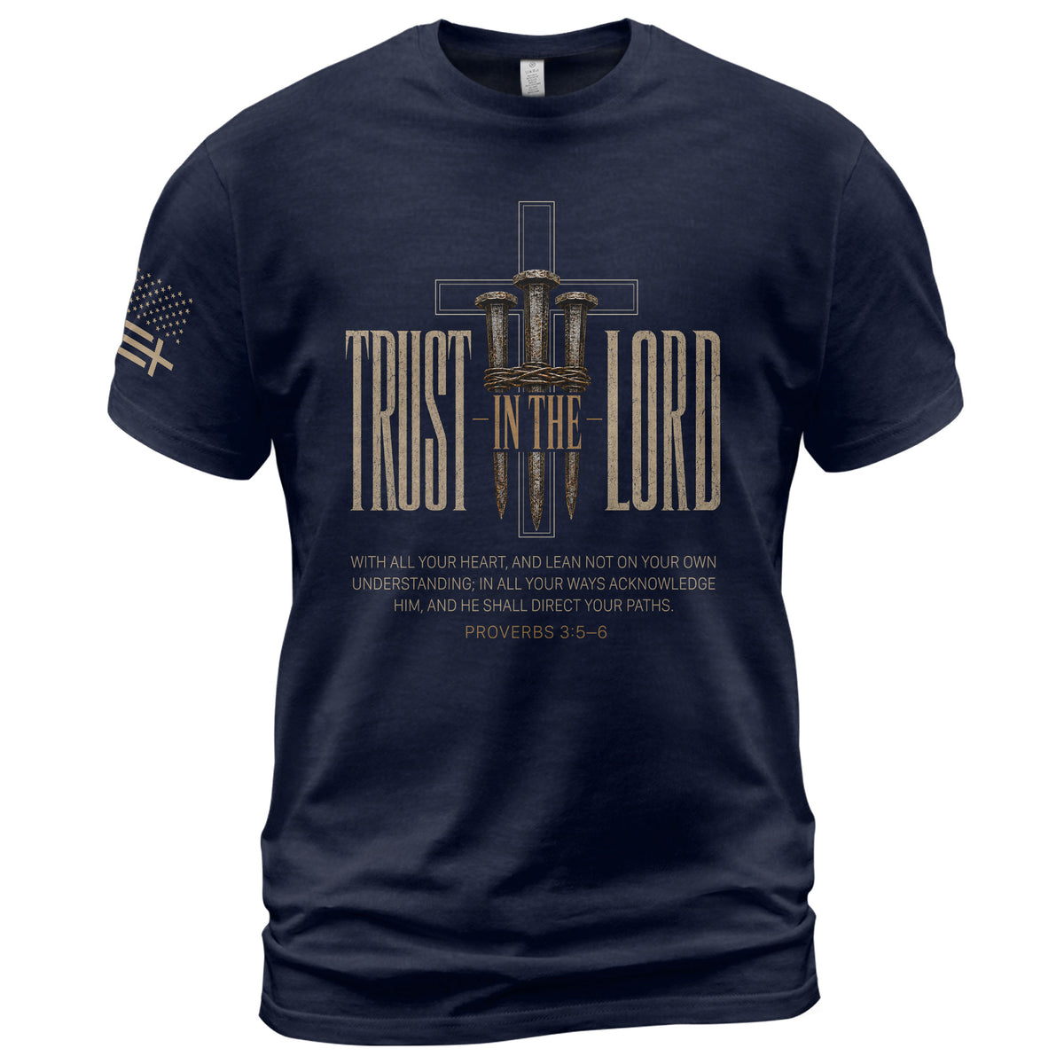 Trust In The Lord T Shirt Christian Cross Proverbs 3 5 6 Scripture Religious Tee - Rust Field Wear