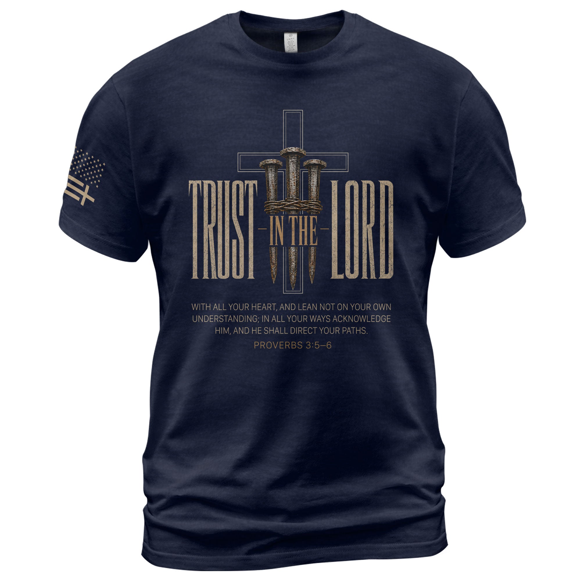 Trust In The Lord T Shirt Christian Cross Proverbs 3 5 6 Scripture Religious Tee - Rust Field Wear