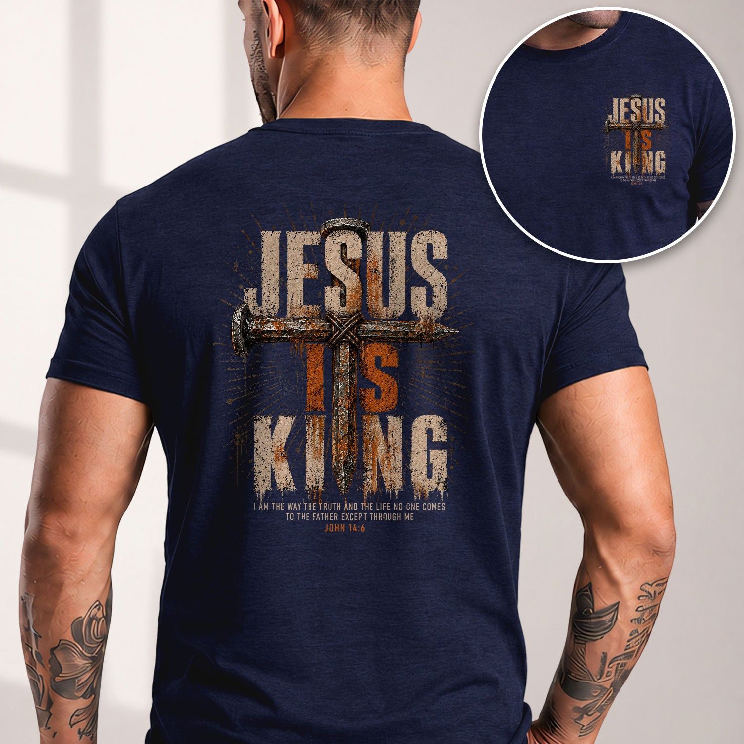 Jesus Is King T Shirt Christian Lion Cross John 14 6 Bible Verse Religious Faith Tee Apparel - Rust Field Wear