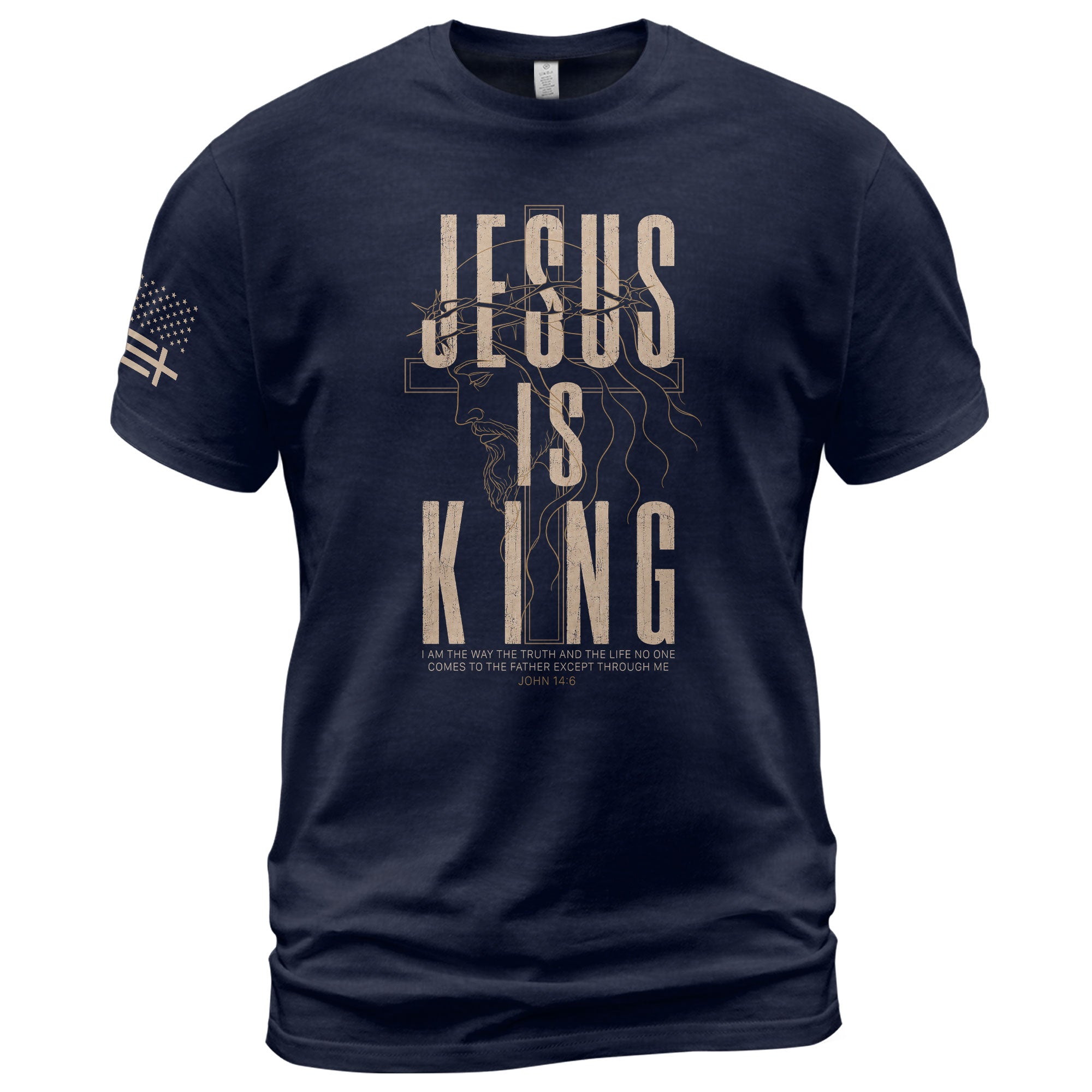 Jesus Is King T Shirt Christian Cross Crown Of Thorns John 14 6 Religious Faith Tee