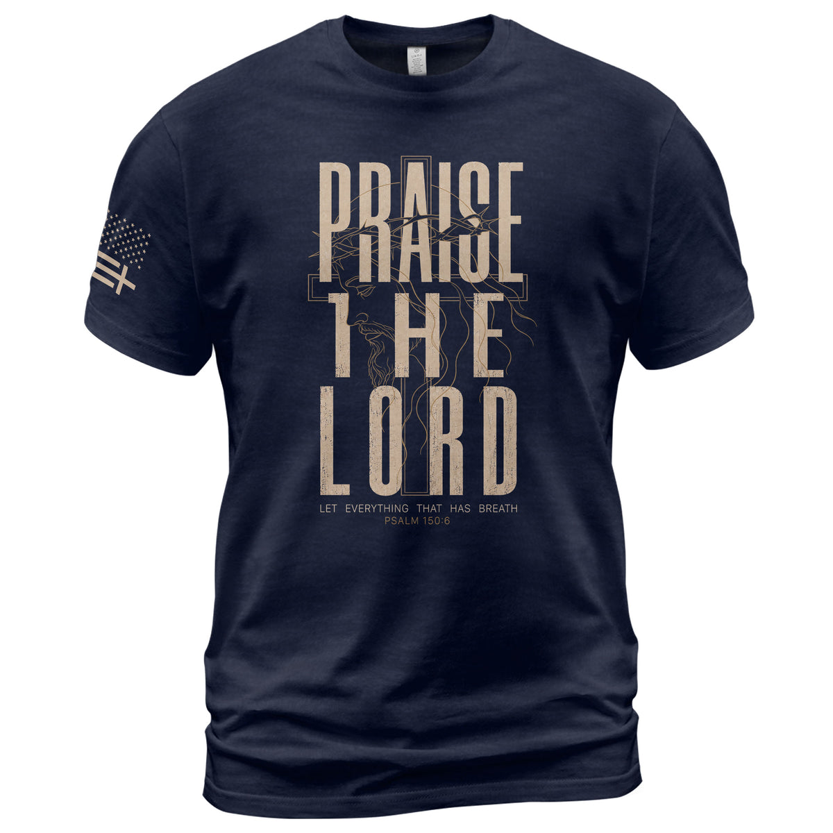 Praise The Lord Psalm 150 6 Jesus Portrait Graphic Christian T Shirt Apparel Men - Rust Field Wear